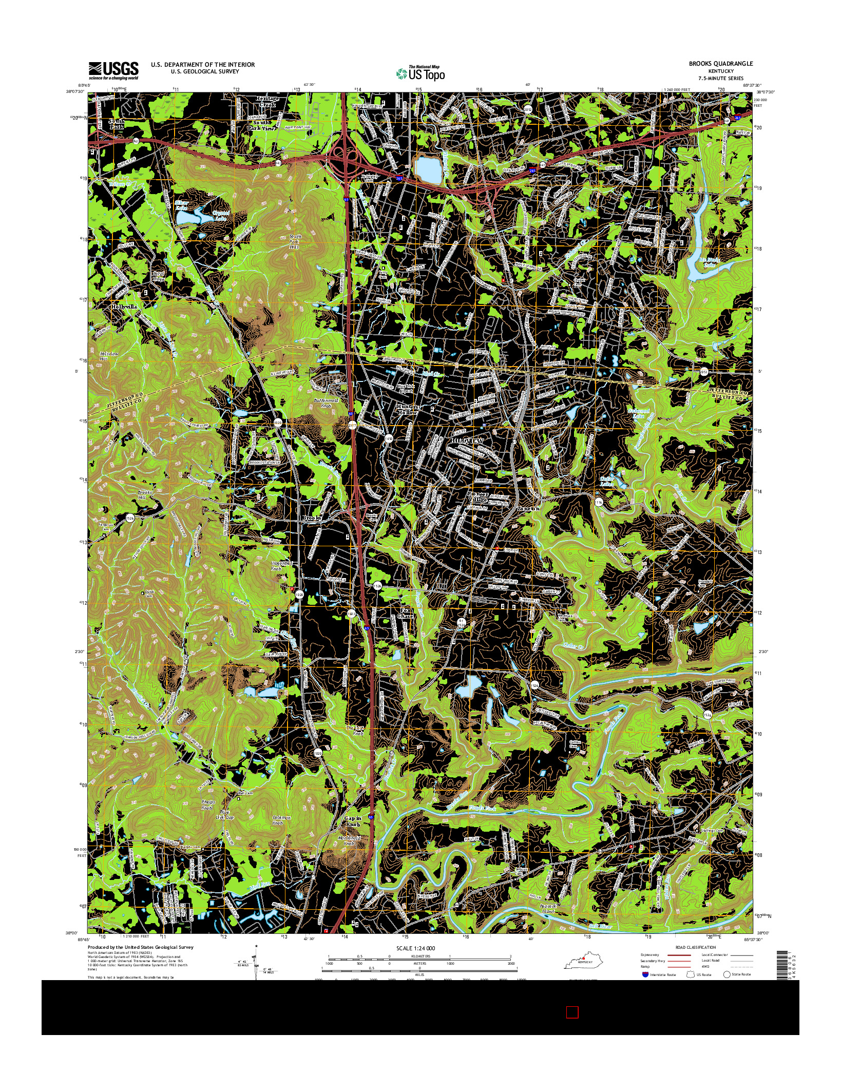 USGS US TOPO 7.5-MINUTE MAP FOR BROOKS, KY 2016