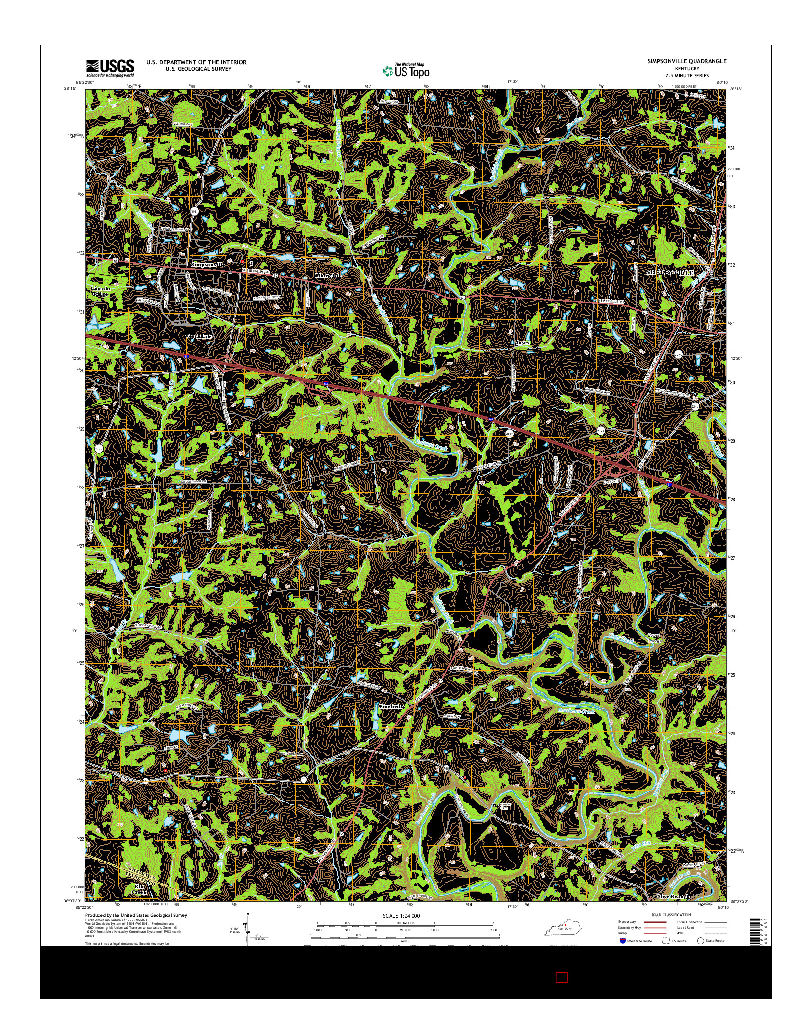 USGS US TOPO 7.5-MINUTE MAP FOR SIMPSONVILLE, KY 2016