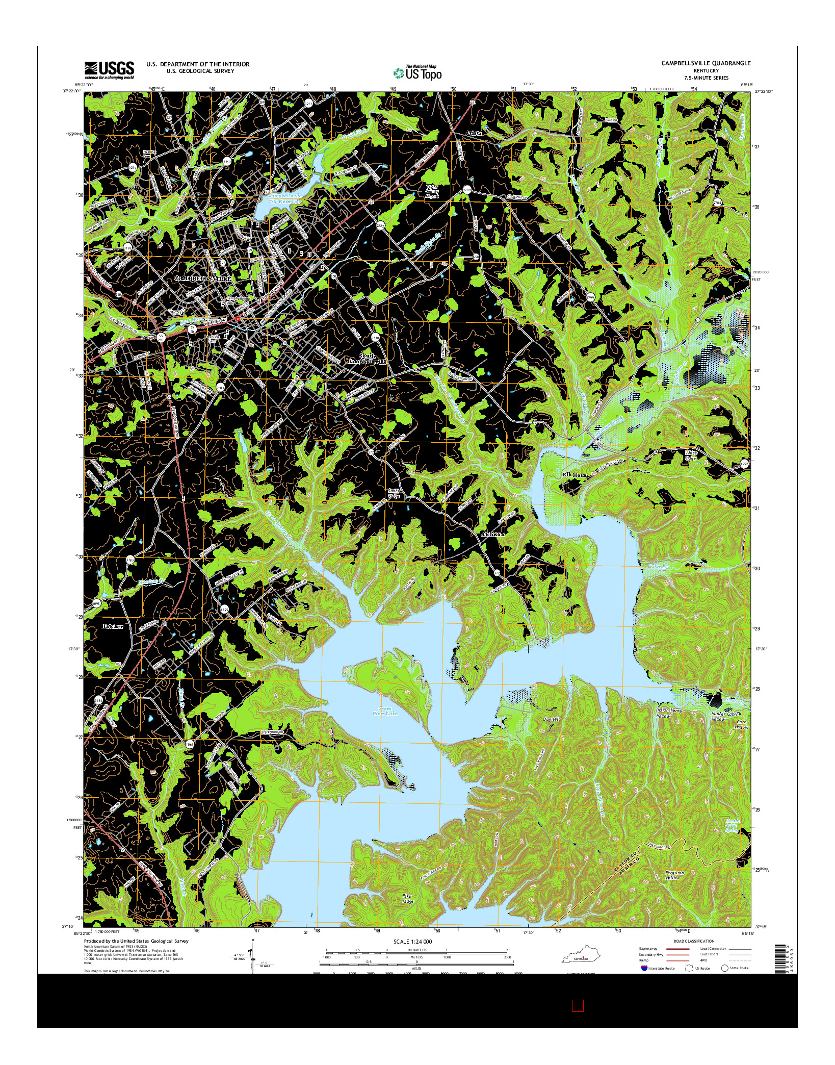 USGS US TOPO 7.5-MINUTE MAP FOR CAMPBELLSVILLE, KY 2016