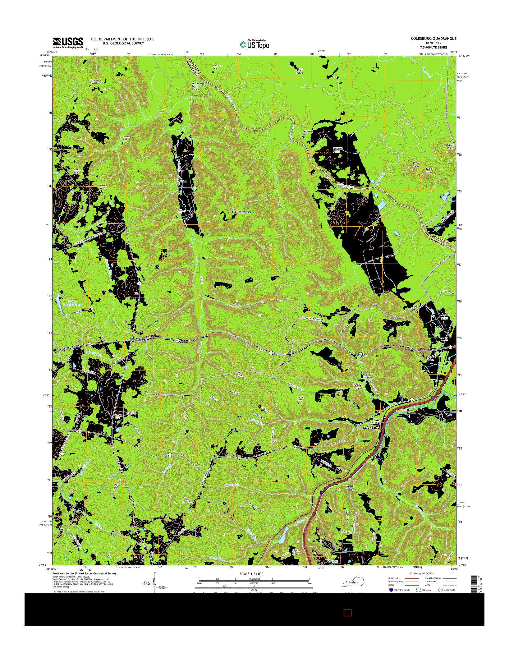 USGS US TOPO 7.5-MINUTE MAP FOR COLESBURG, KY 2016