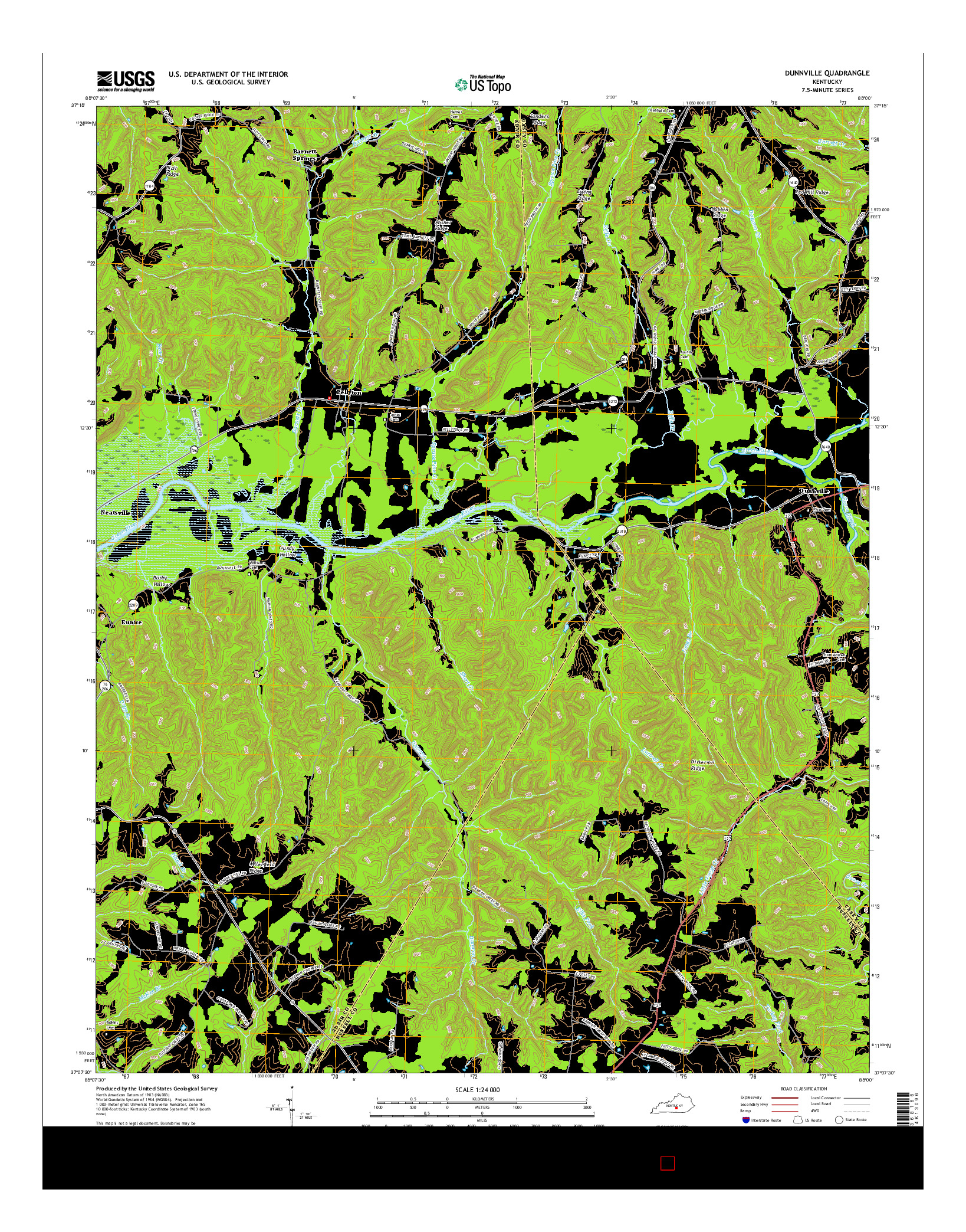 USGS US TOPO 7.5-MINUTE MAP FOR DUNNVILLE, KY 2016