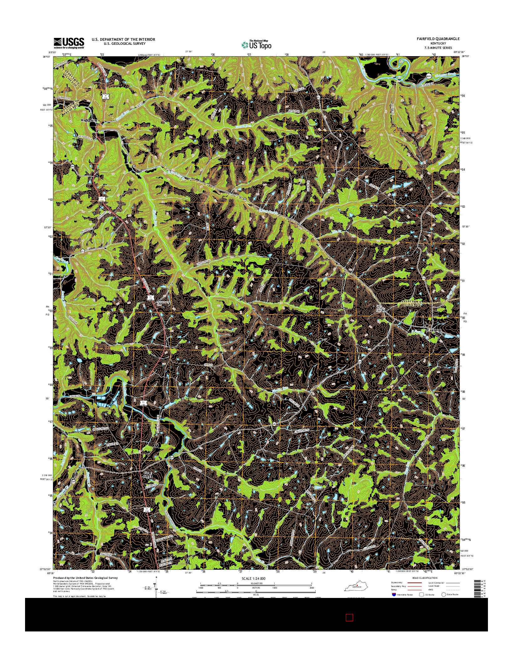 USGS US TOPO 7.5-MINUTE MAP FOR FAIRFIELD, KY 2016