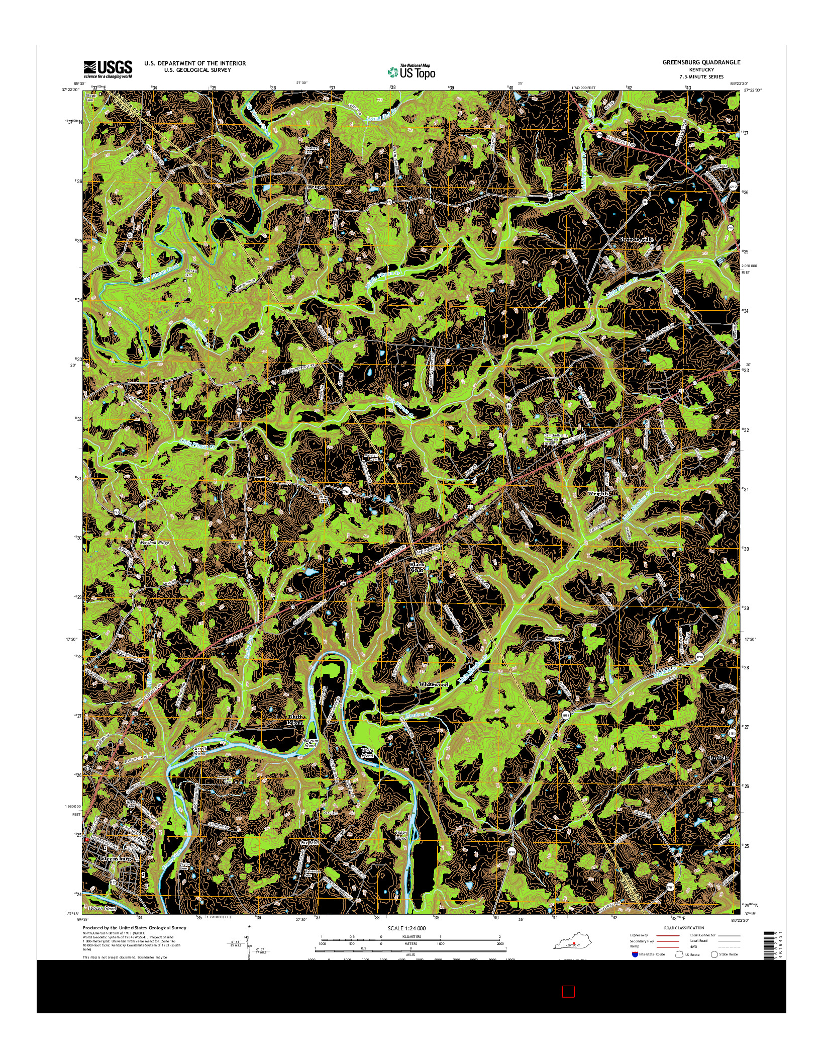 USGS US TOPO 7.5-MINUTE MAP FOR GREENSBURG, KY 2016