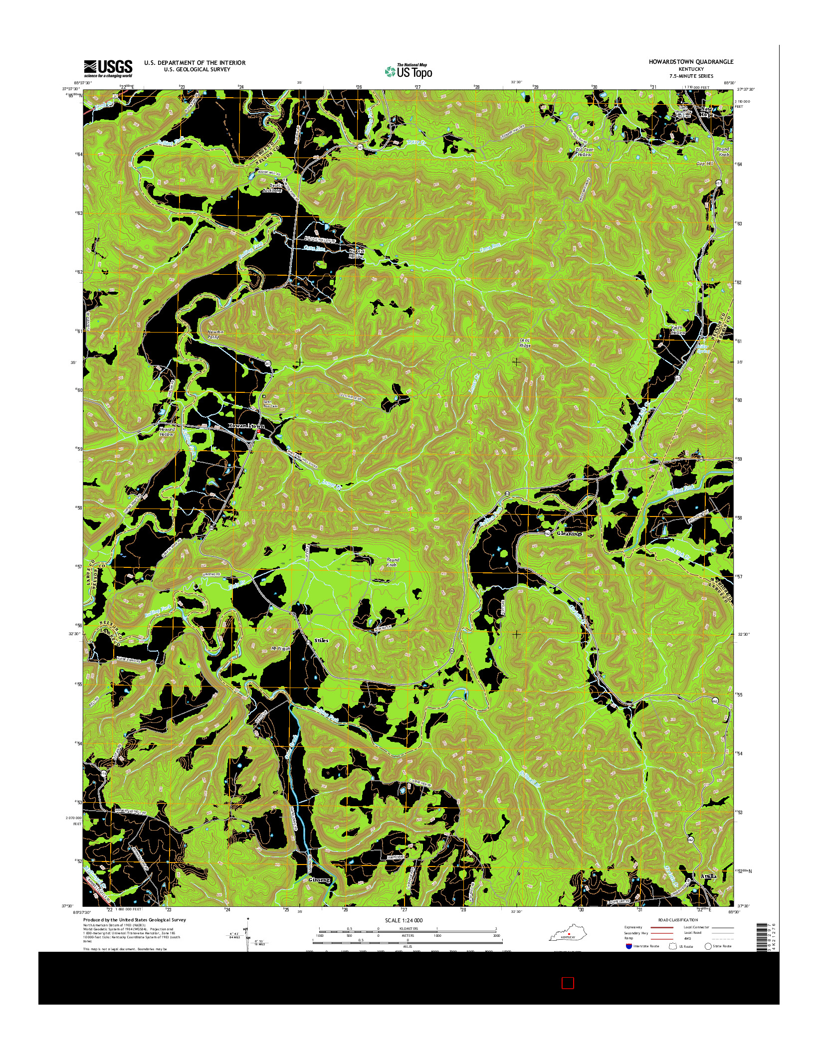 USGS US TOPO 7.5-MINUTE MAP FOR HOWARDSTOWN, KY 2016