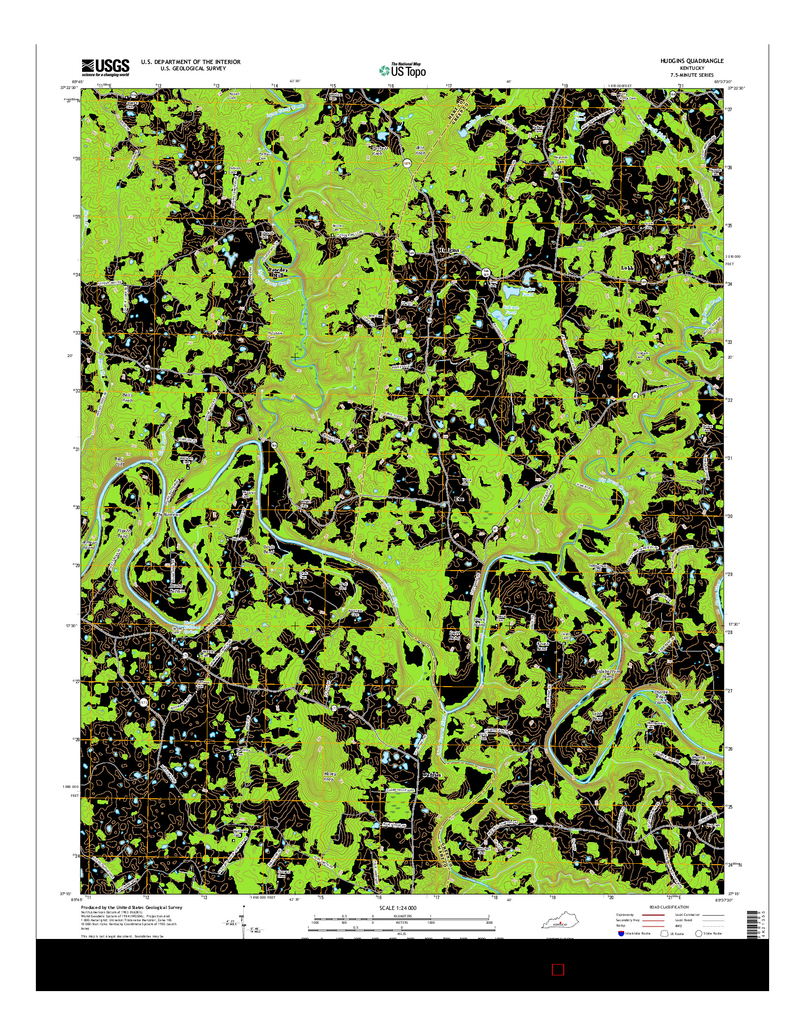 USGS US TOPO 7.5-MINUTE MAP FOR HUDGINS, KY 2016