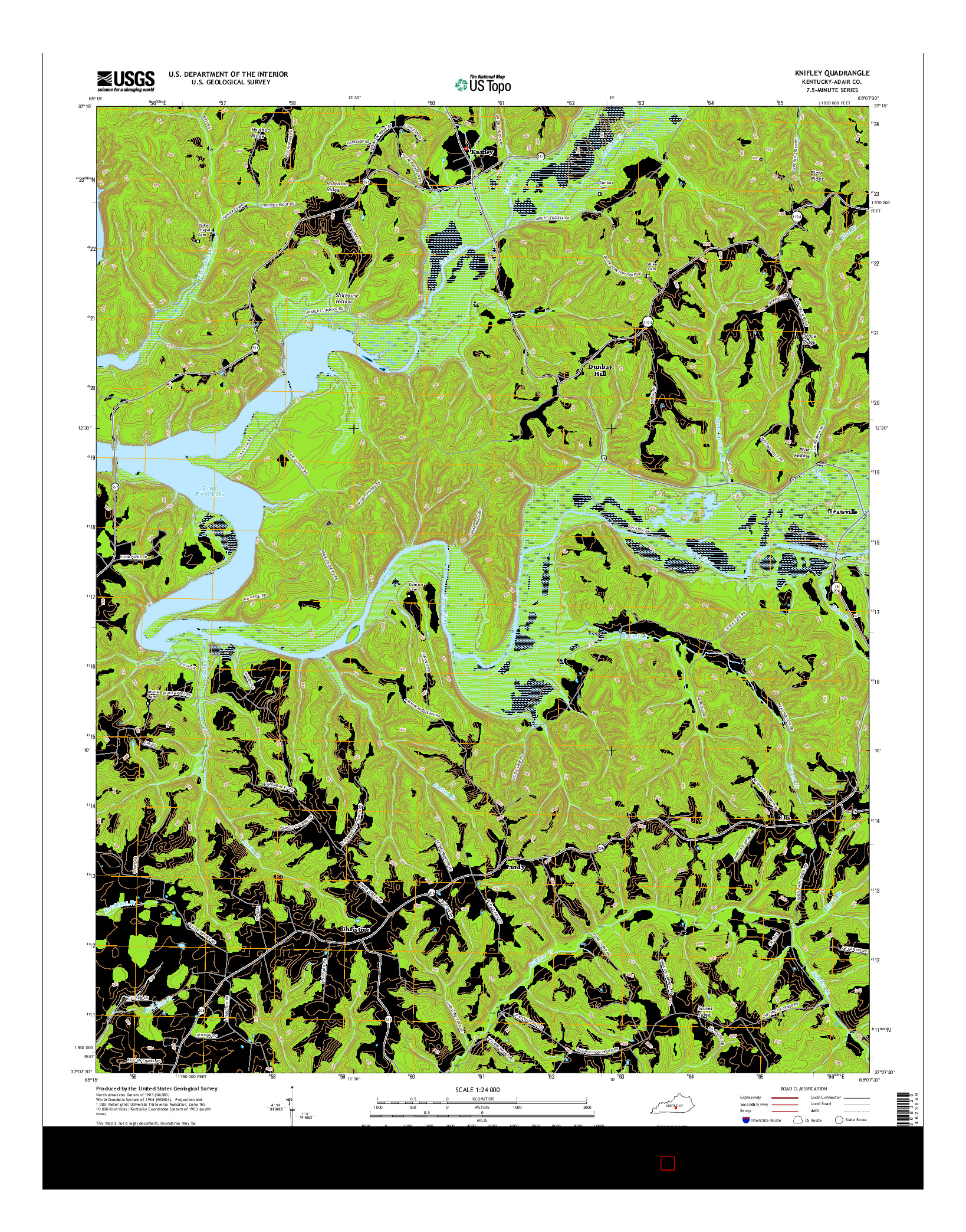 USGS US TOPO 7.5-MINUTE MAP FOR KNIFLEY, KY 2016