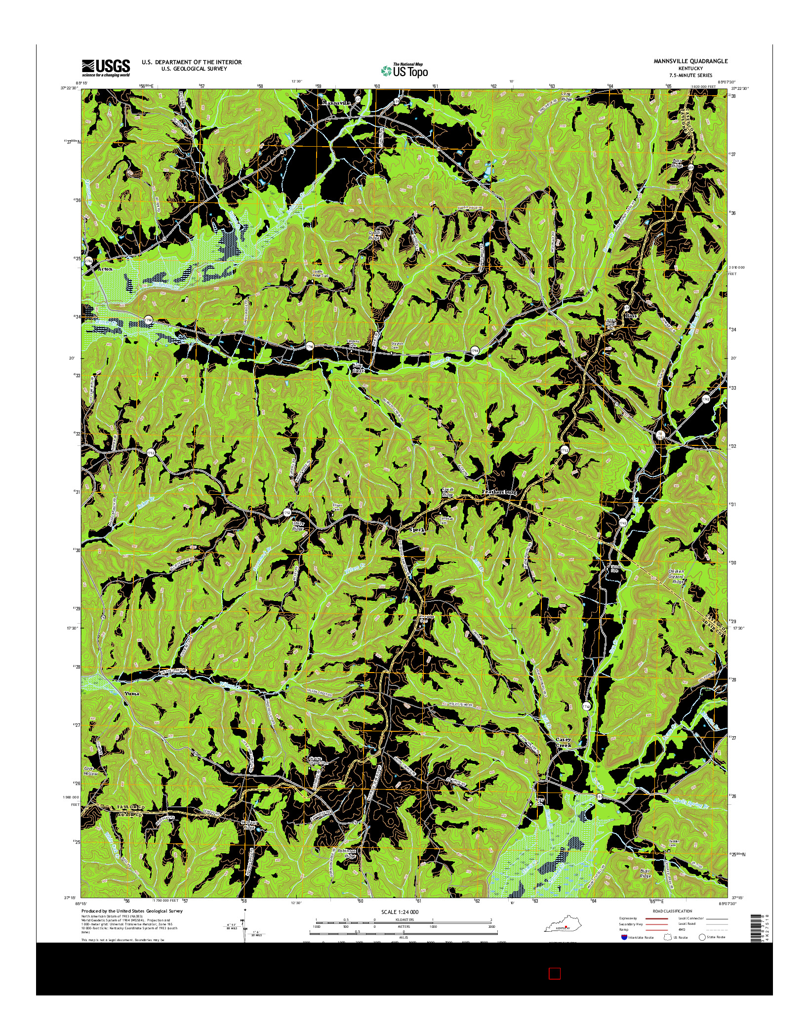 USGS US TOPO 7.5-MINUTE MAP FOR MANNSVILLE, KY 2016