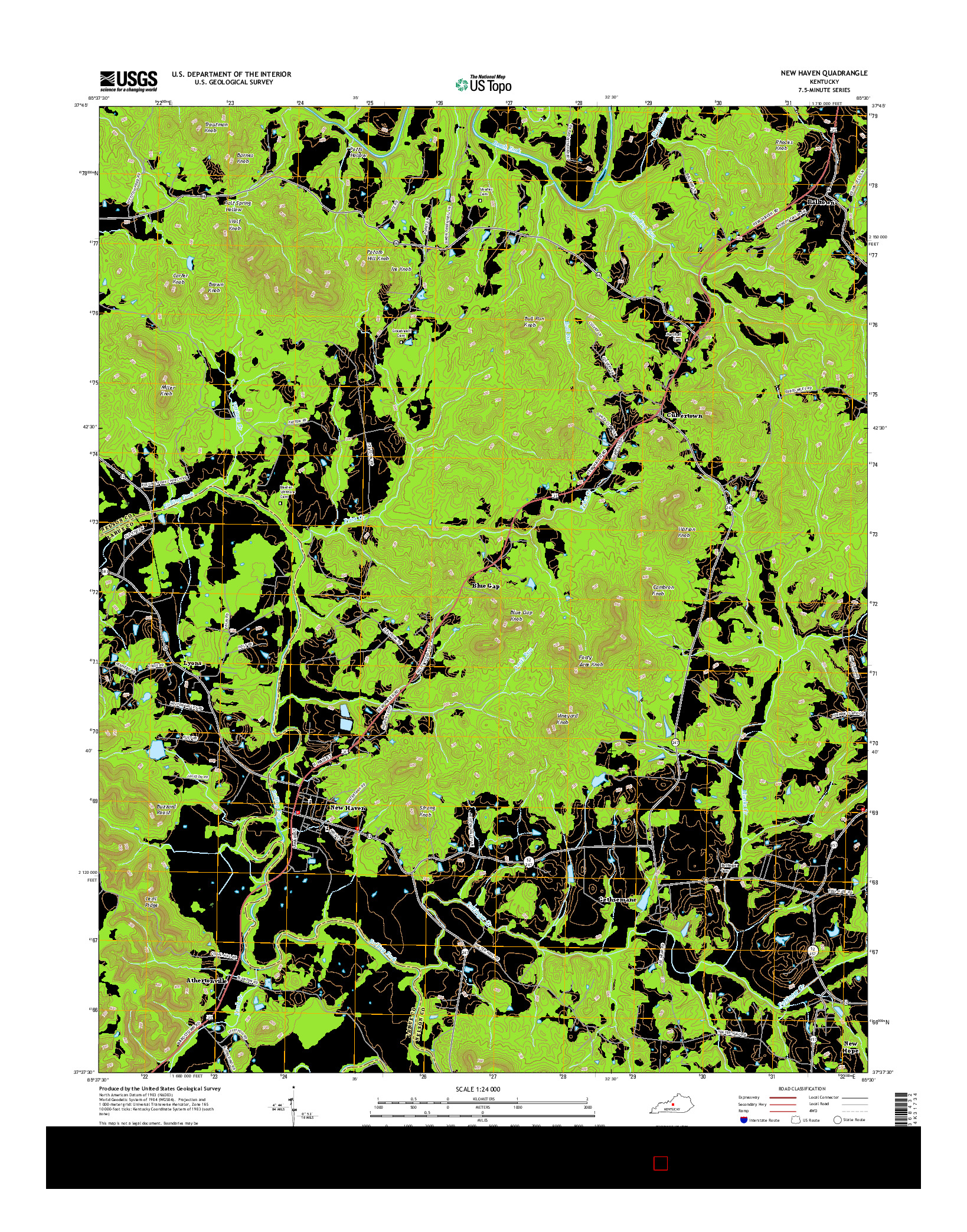 USGS US TOPO 7.5-MINUTE MAP FOR NEW HAVEN, KY 2016