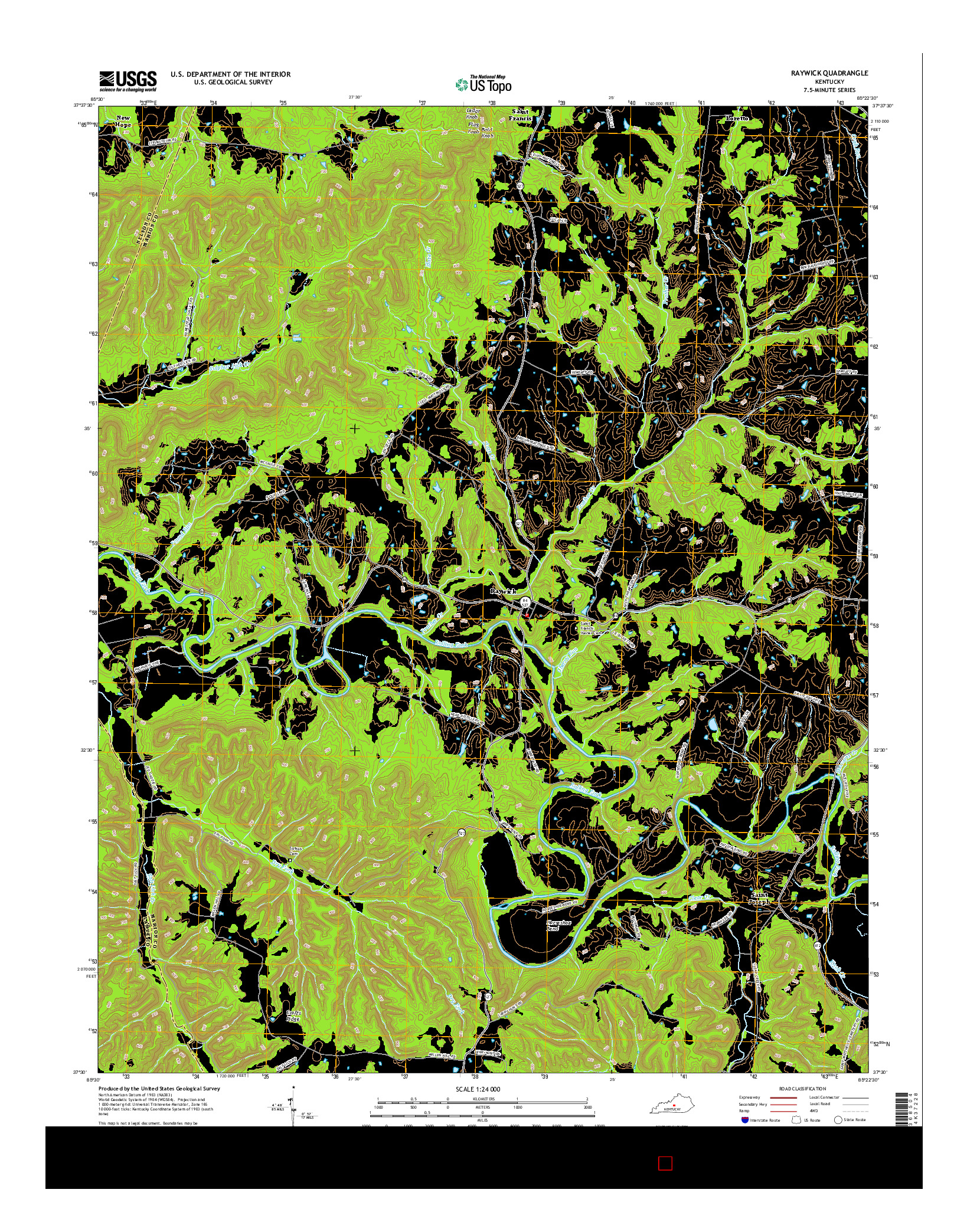 USGS US TOPO 7.5-MINUTE MAP FOR RAYWICK, KY 2016