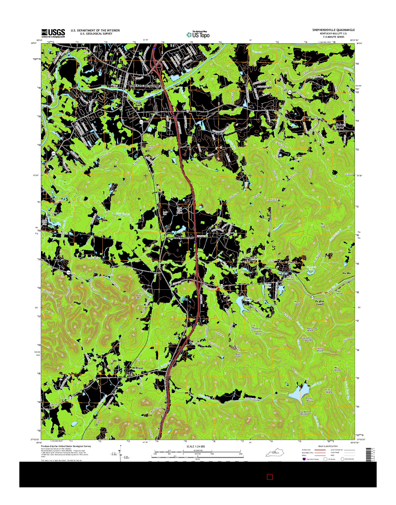 USGS US TOPO 7.5-MINUTE MAP FOR SHEPHERDSVILLE, KY 2016