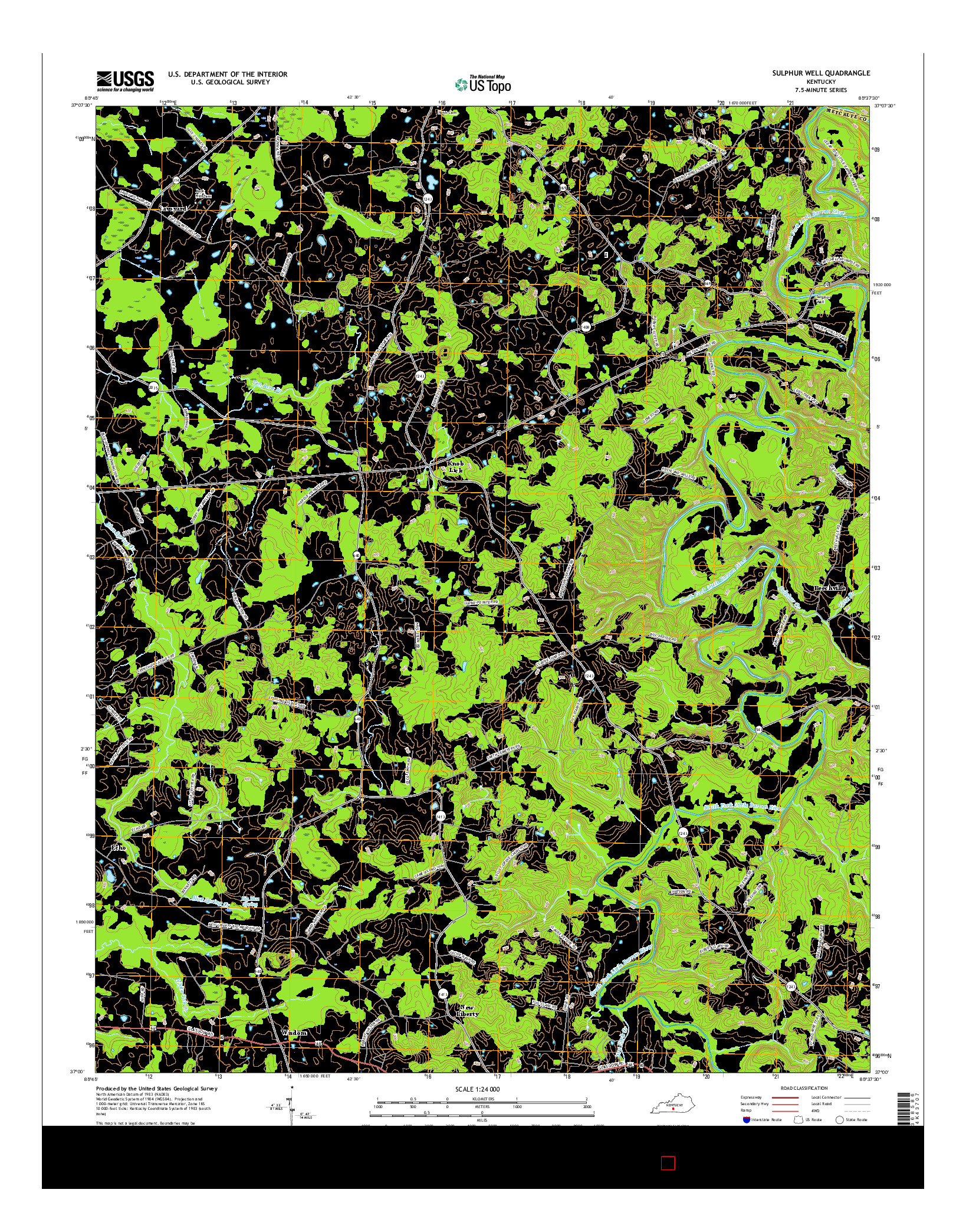 USGS US TOPO 7.5-MINUTE MAP FOR SULPHUR WELL, KY 2016