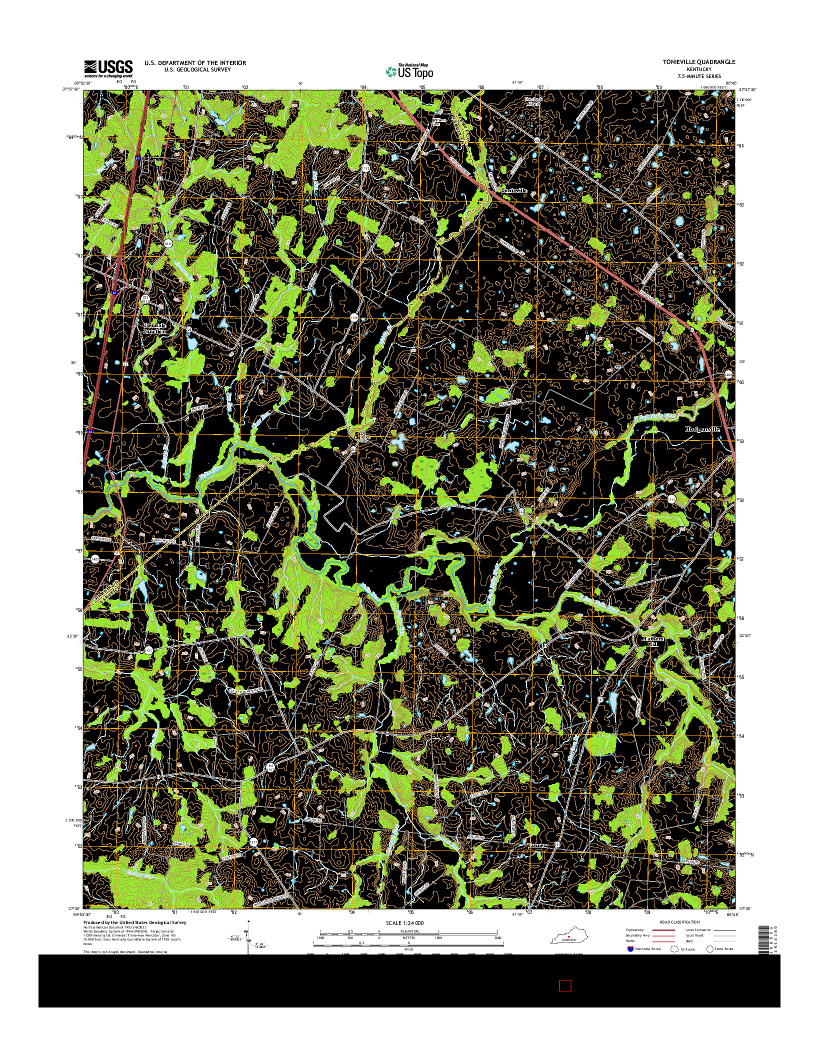 USGS US TOPO 7.5-MINUTE MAP FOR TONIEVILLE, KY 2016