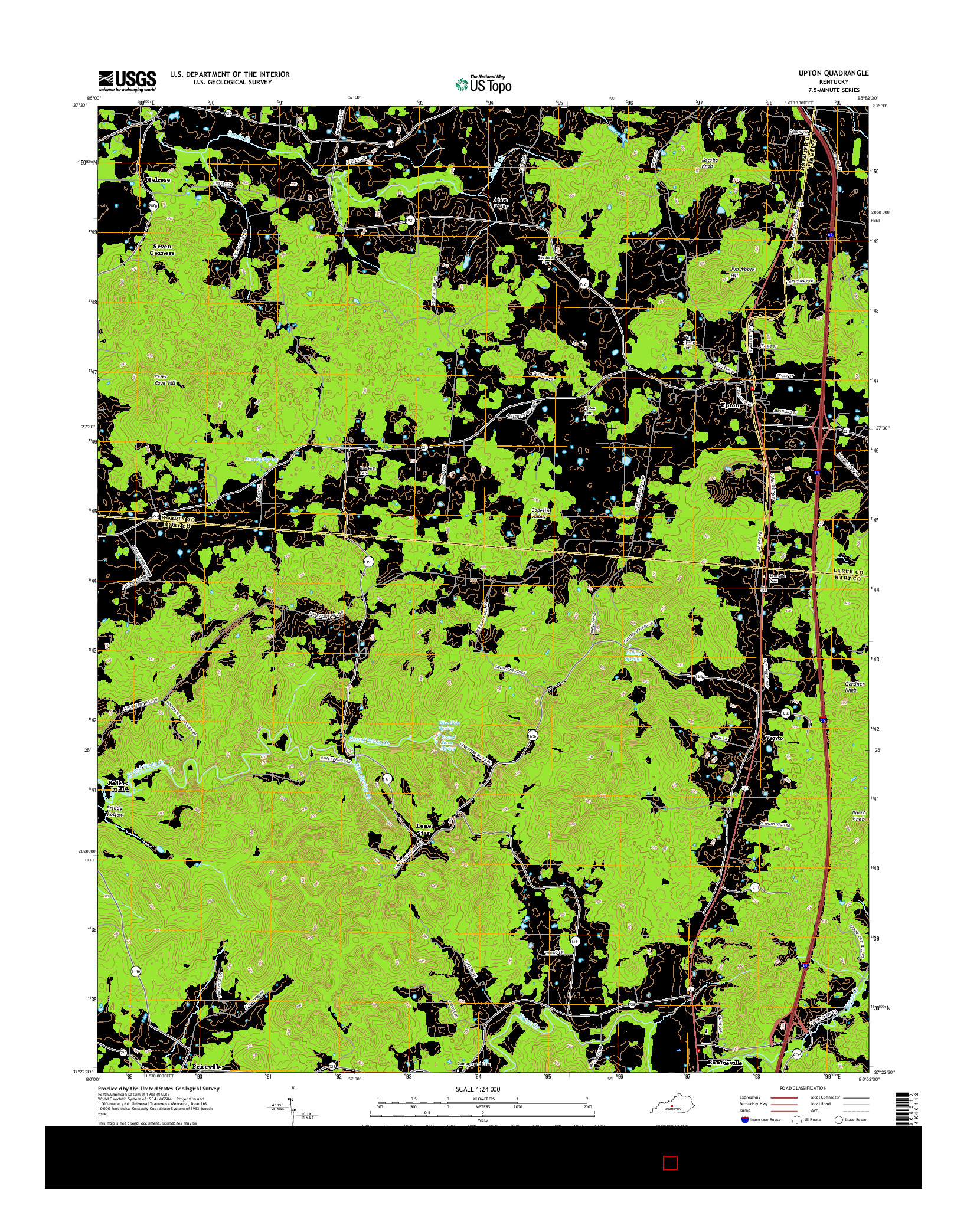 USGS US TOPO 7.5-MINUTE MAP FOR UPTON, KY 2016