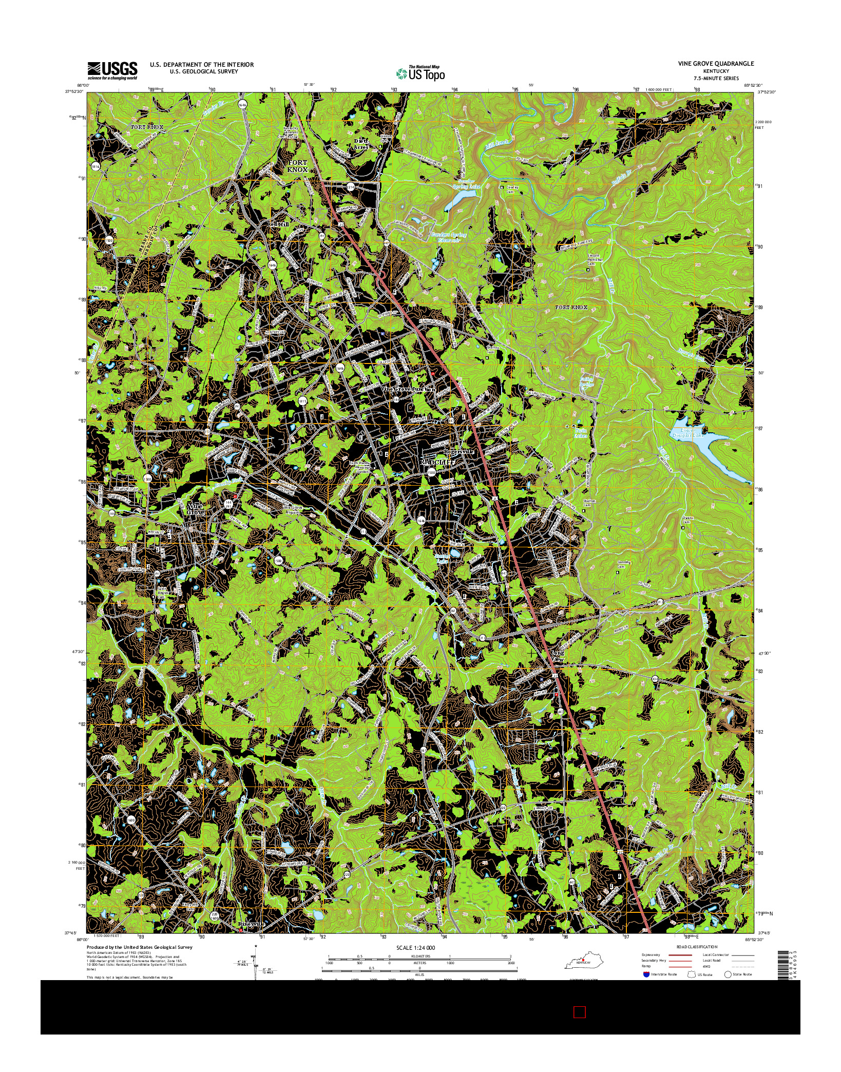 USGS US TOPO 7.5-MINUTE MAP FOR VINE GROVE, KY 2016