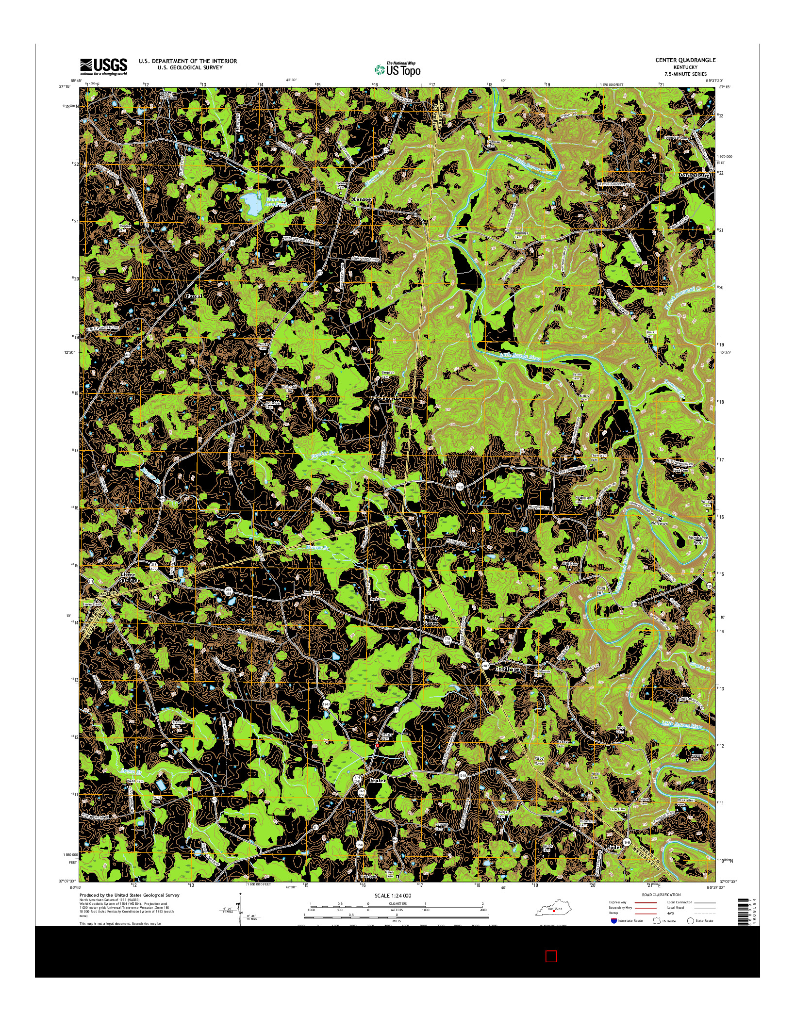 USGS US TOPO 7.5-MINUTE MAP FOR CENTER, KY 2016