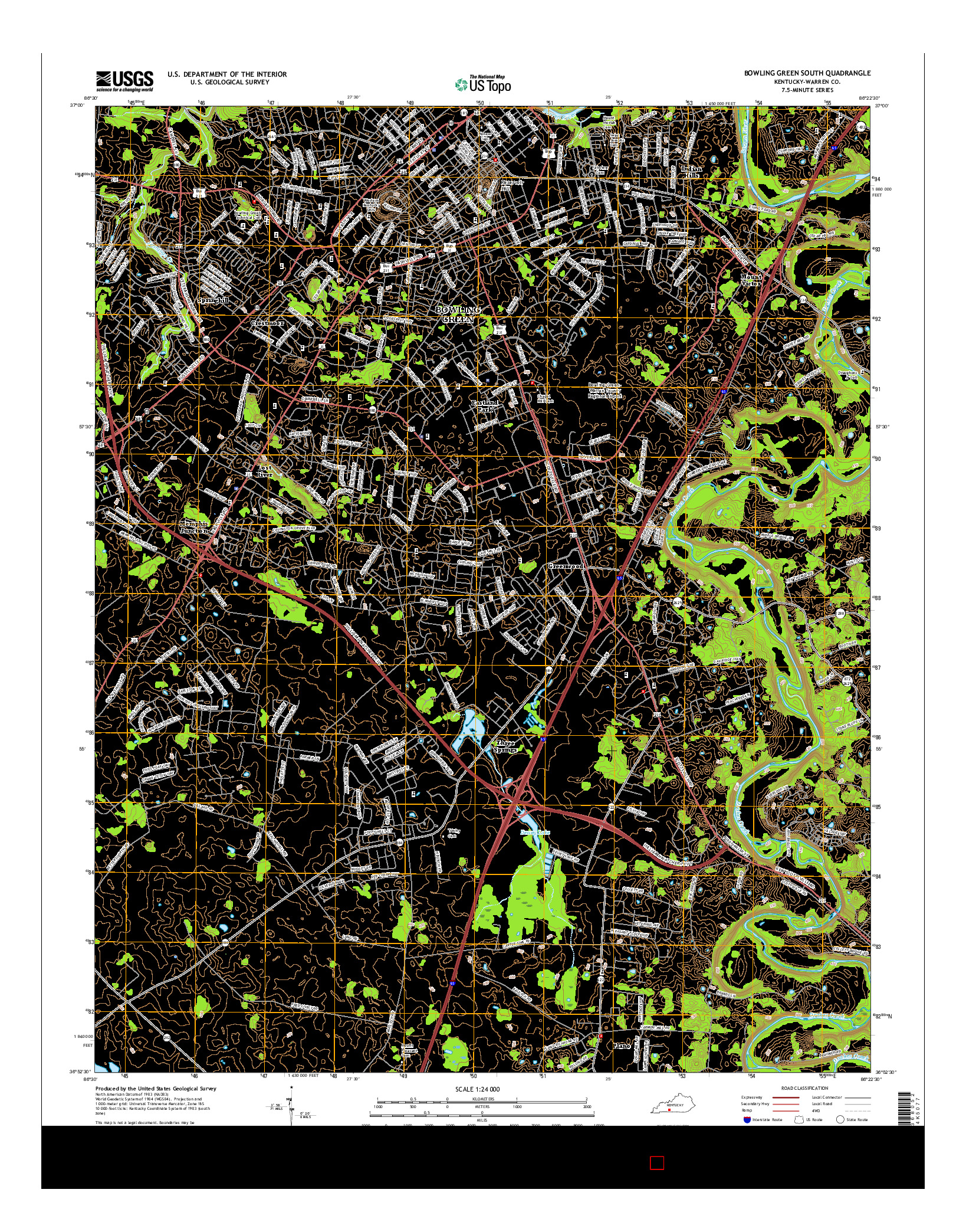 USGS US TOPO 7.5-MINUTE MAP FOR BOWLING GREEN SOUTH, KY 2016