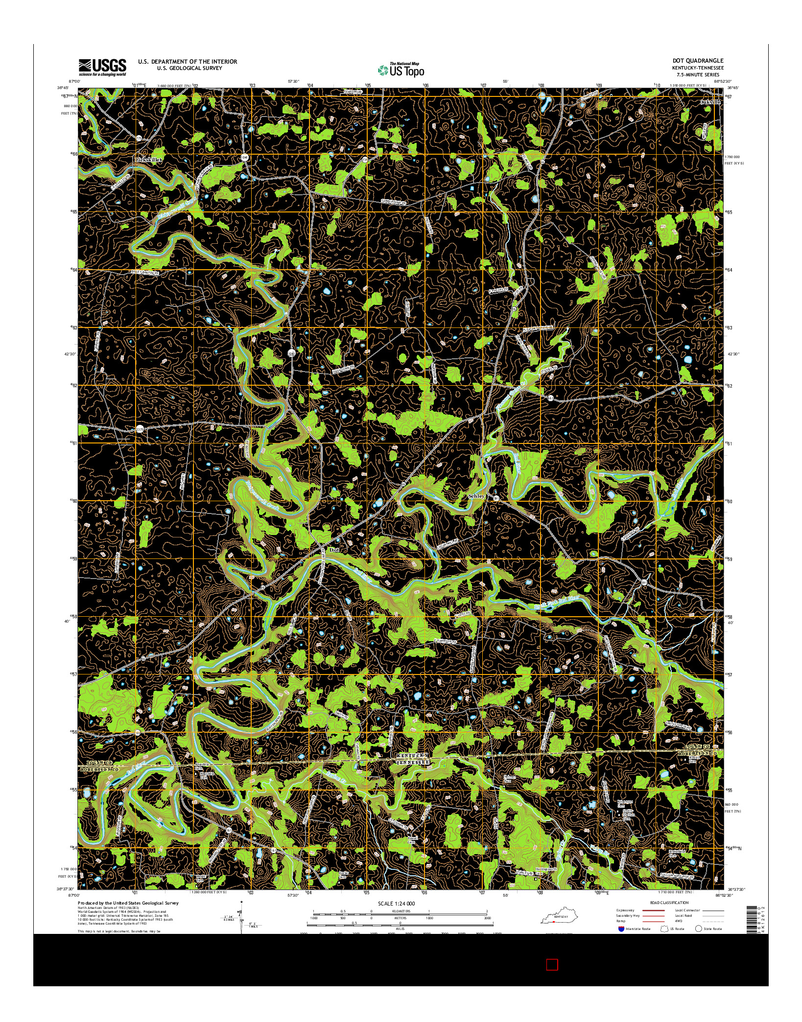 USGS US TOPO 7.5-MINUTE MAP FOR DOT, KY-TN 2016