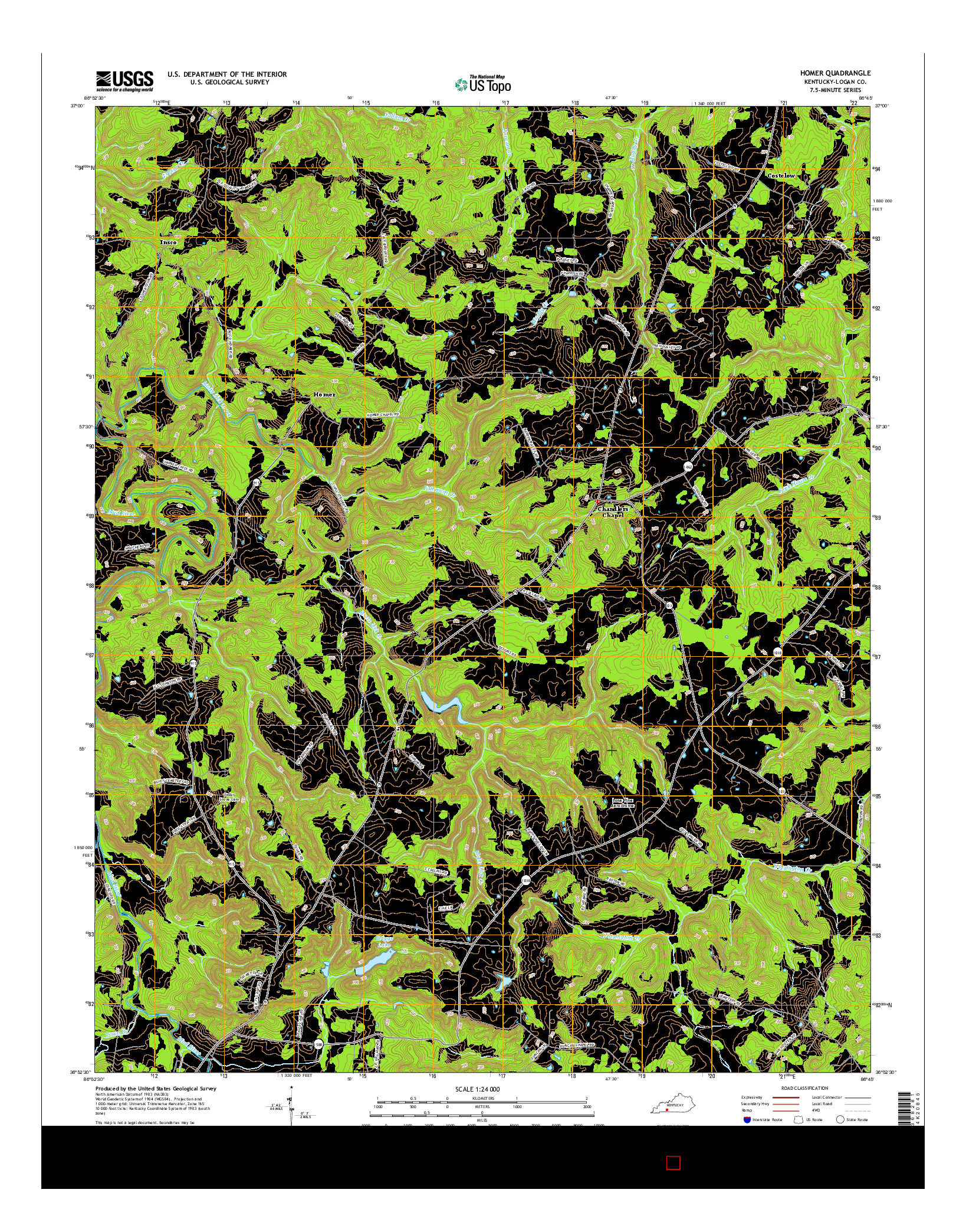 USGS US TOPO 7.5-MINUTE MAP FOR HOMER, KY 2016