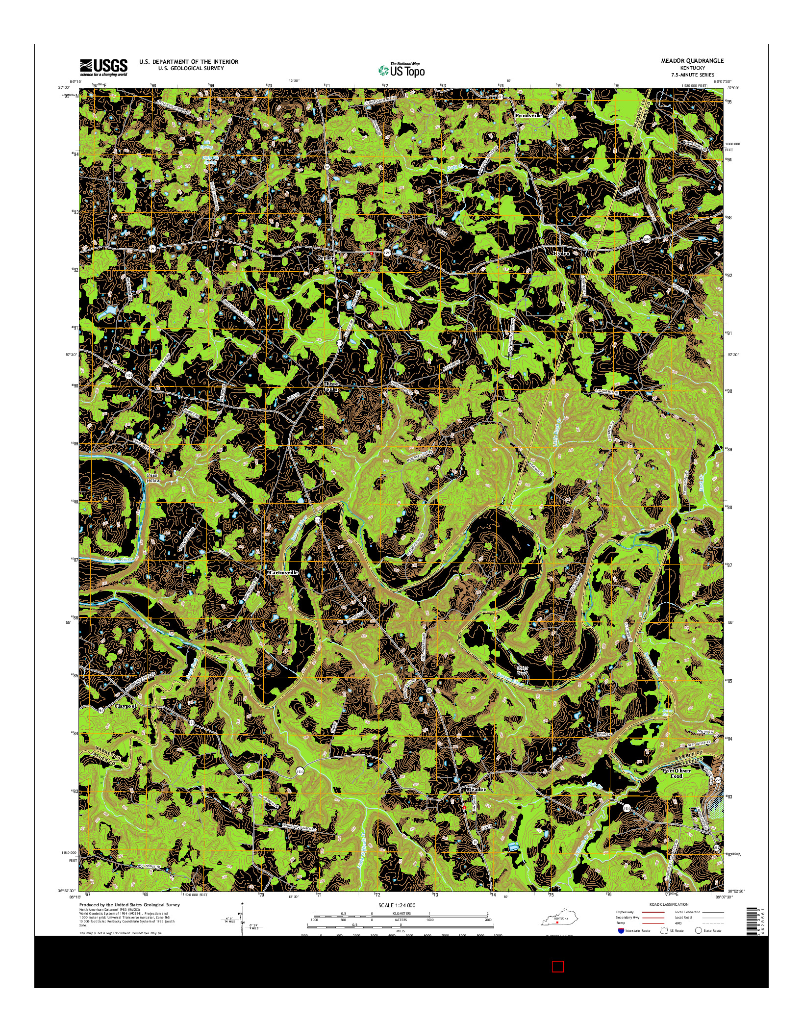 USGS US TOPO 7.5-MINUTE MAP FOR MEADOR, KY 2016