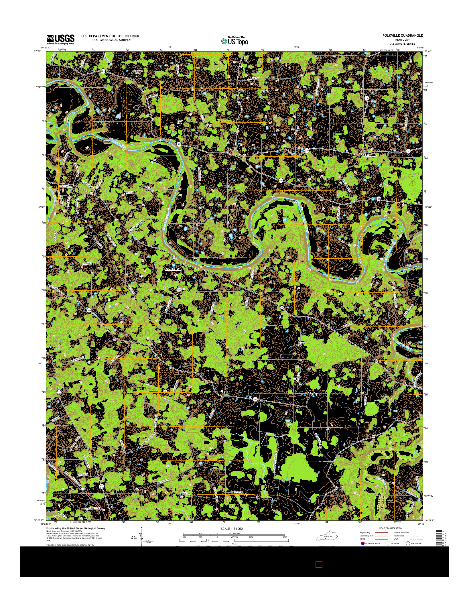 USGS US TOPO 7.5-MINUTE MAP FOR POLKVILLE, KY 2016