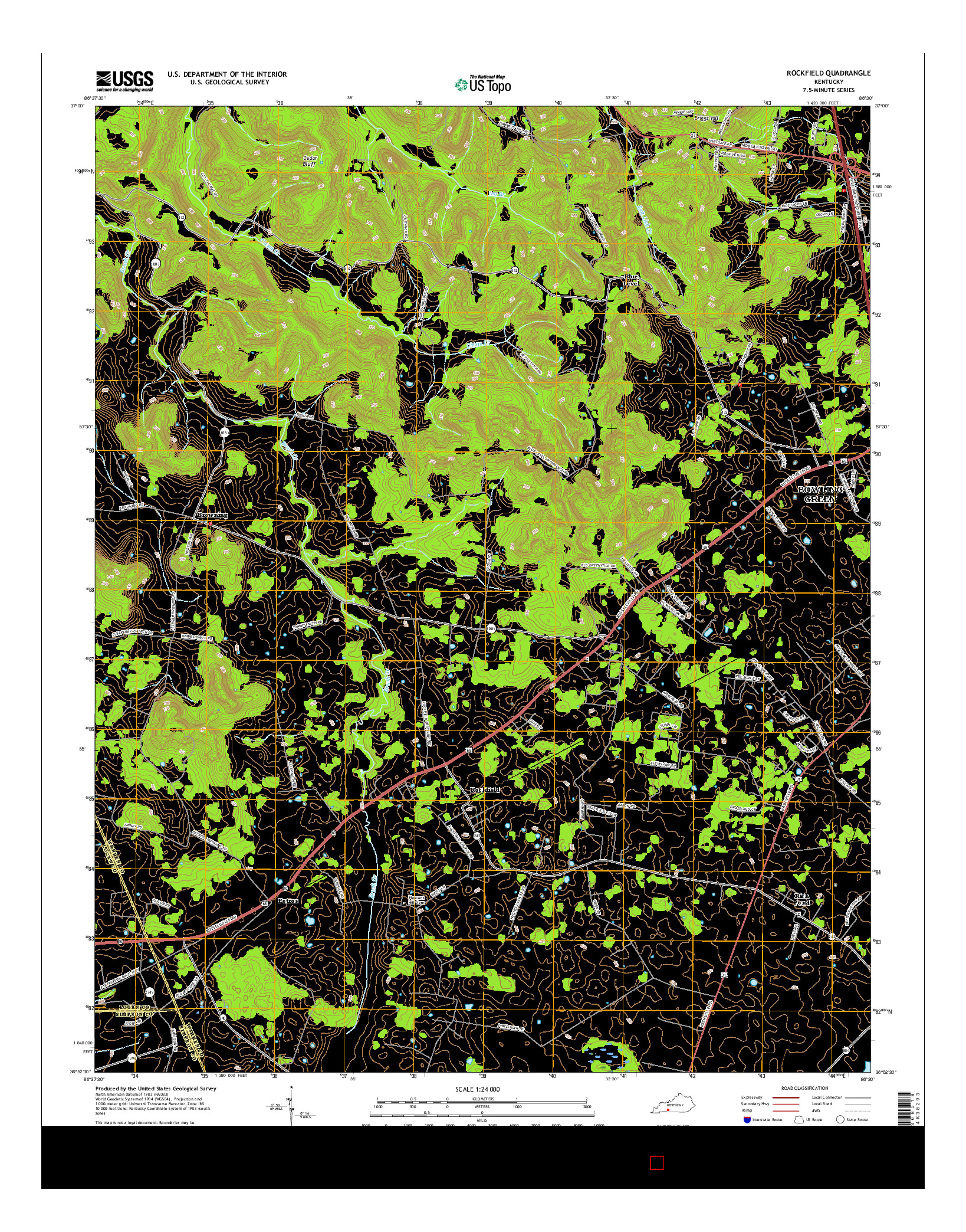 USGS US TOPO 7.5-MINUTE MAP FOR ROCKFIELD, KY 2016