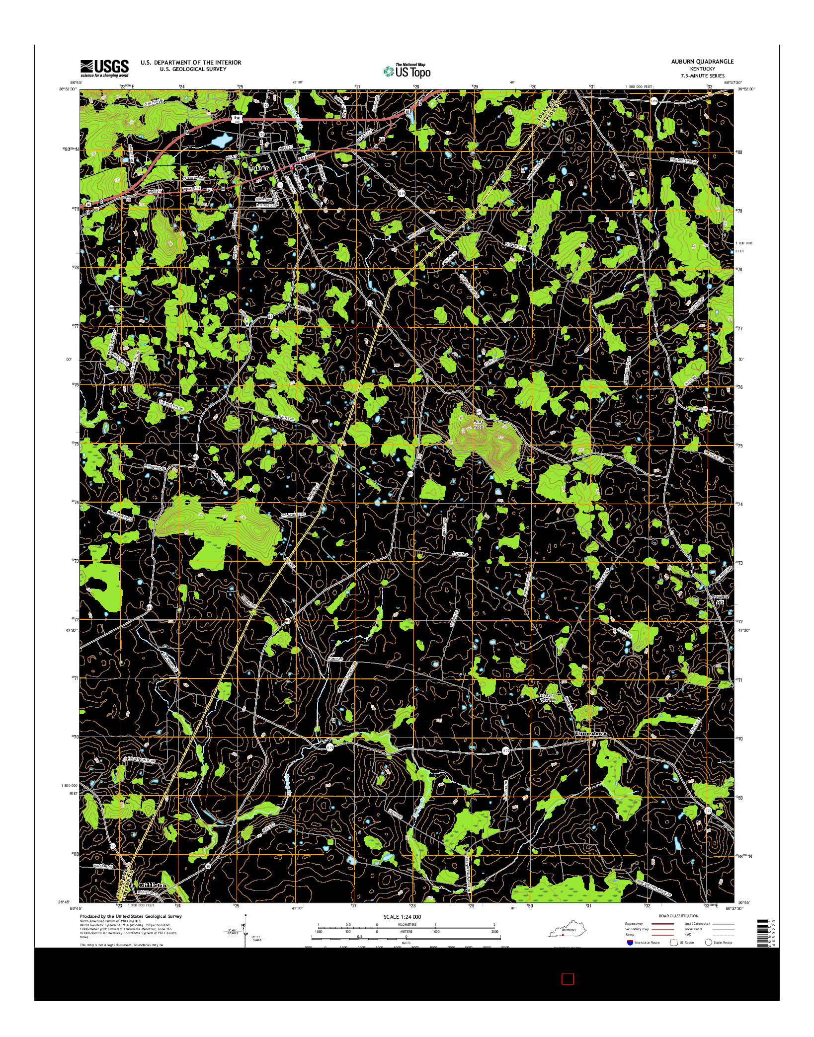 USGS US TOPO 7.5-MINUTE MAP FOR AUBURN, KY 2016