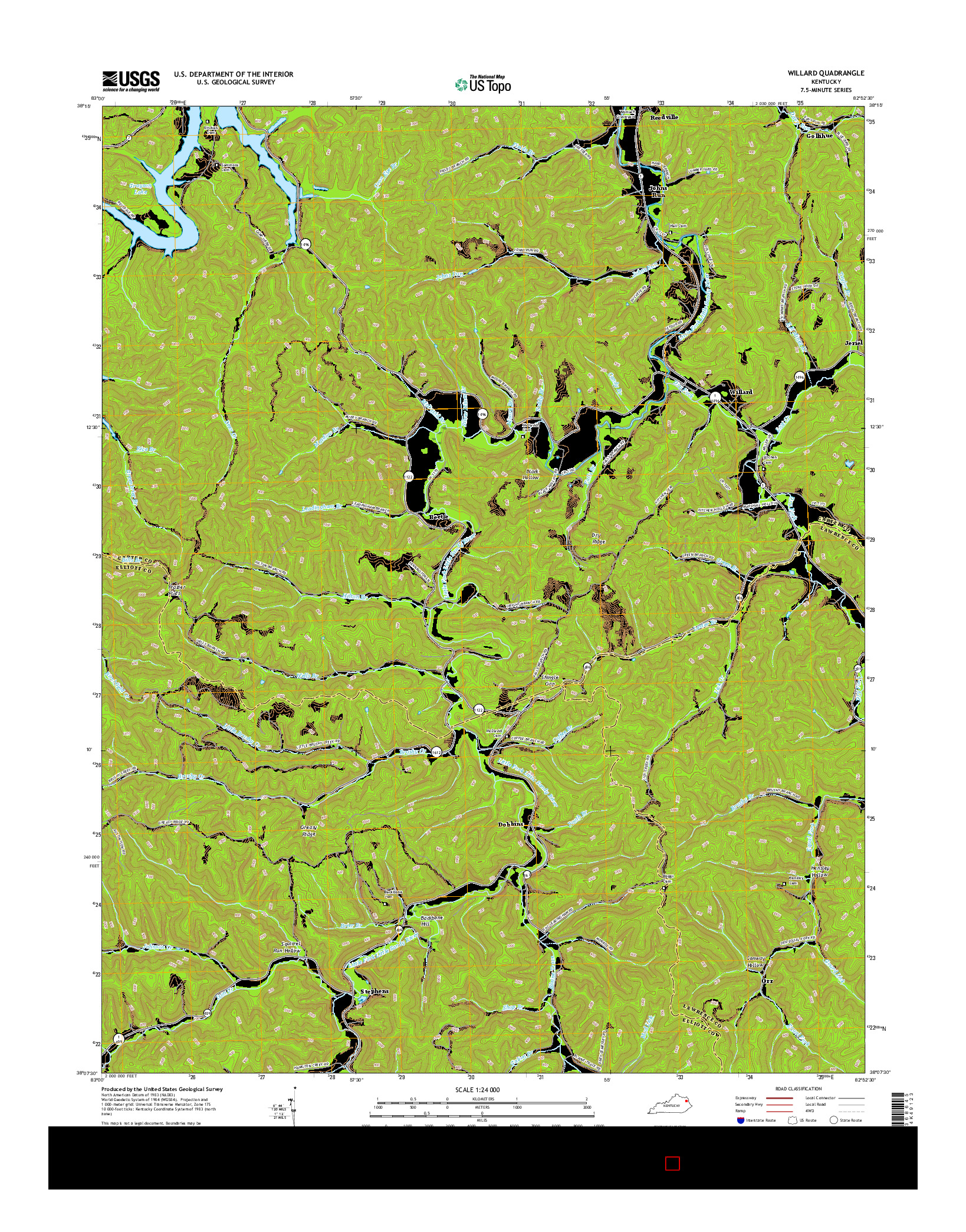 USGS US TOPO 7.5-MINUTE MAP FOR WILLARD, KY 2016