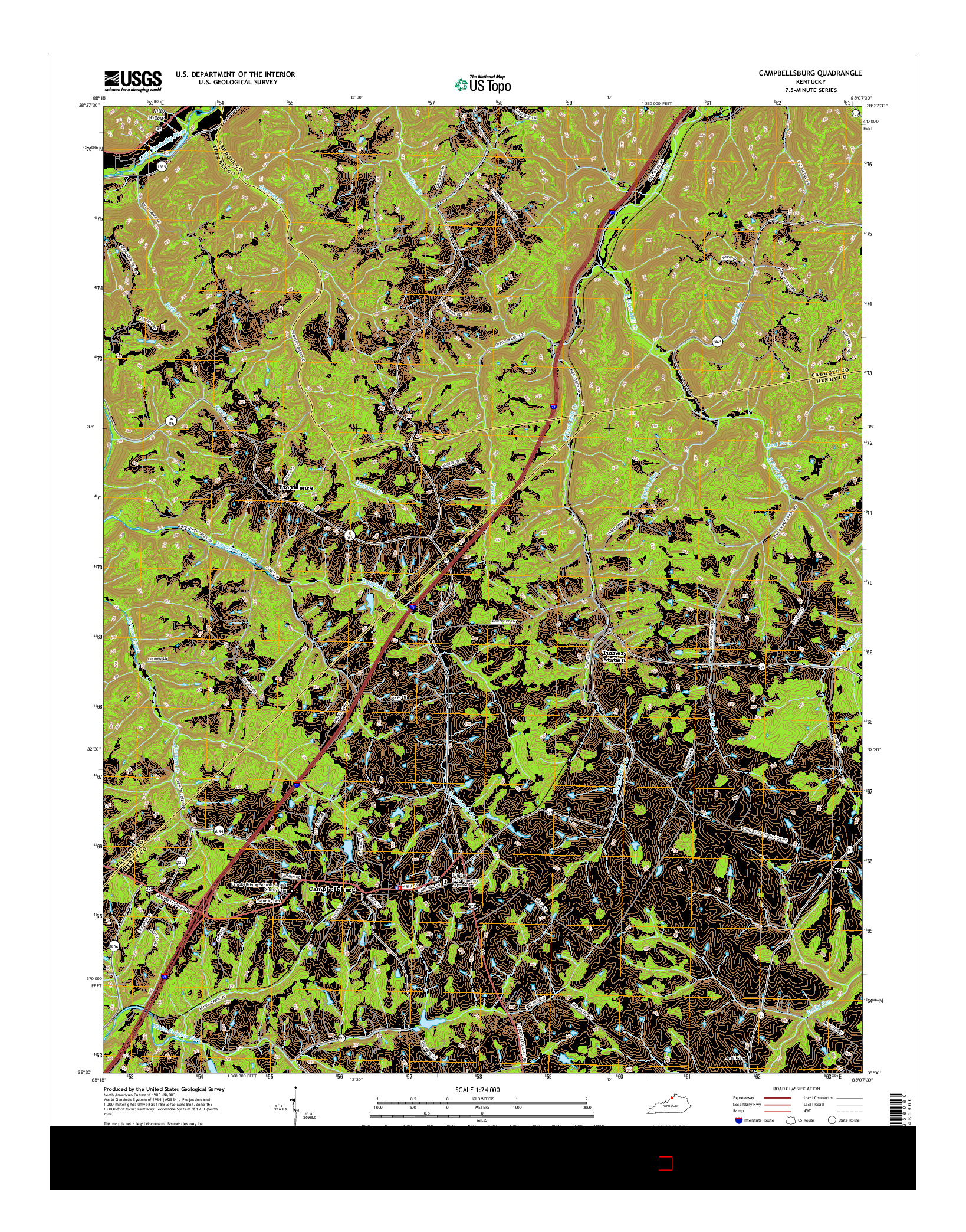 USGS US TOPO 7.5-MINUTE MAP FOR CAMPBELLSBURG, KY 2016