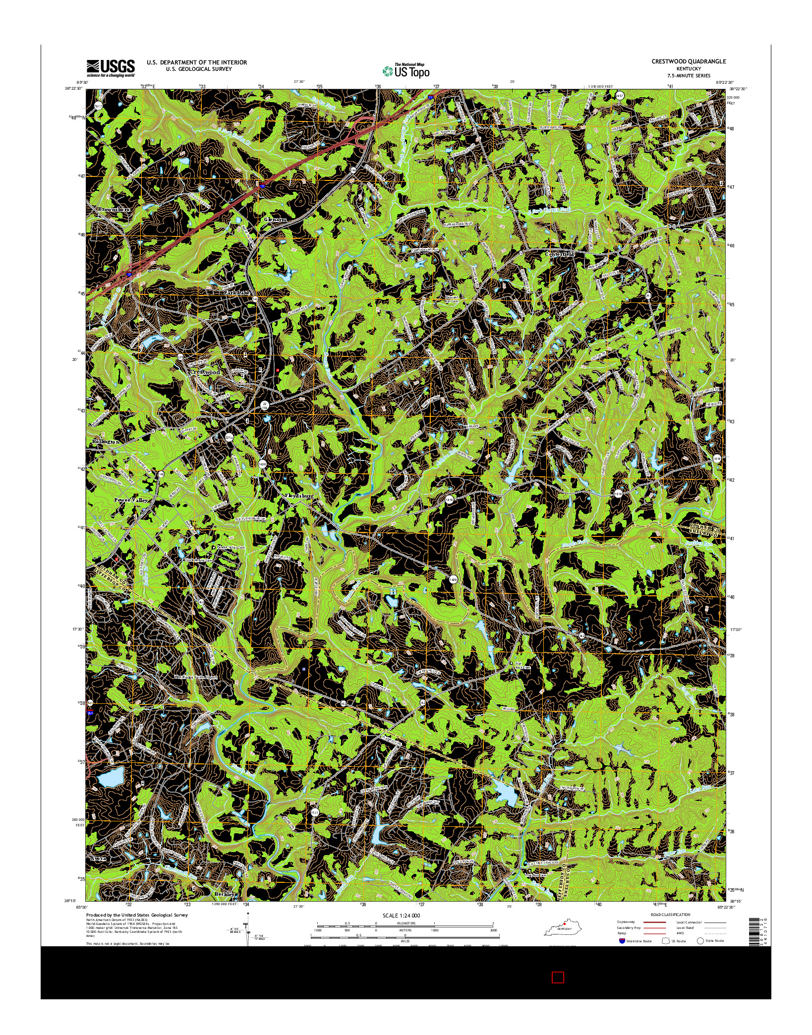 USGS US TOPO 7.5-MINUTE MAP FOR CRESTWOOD, KY 2016