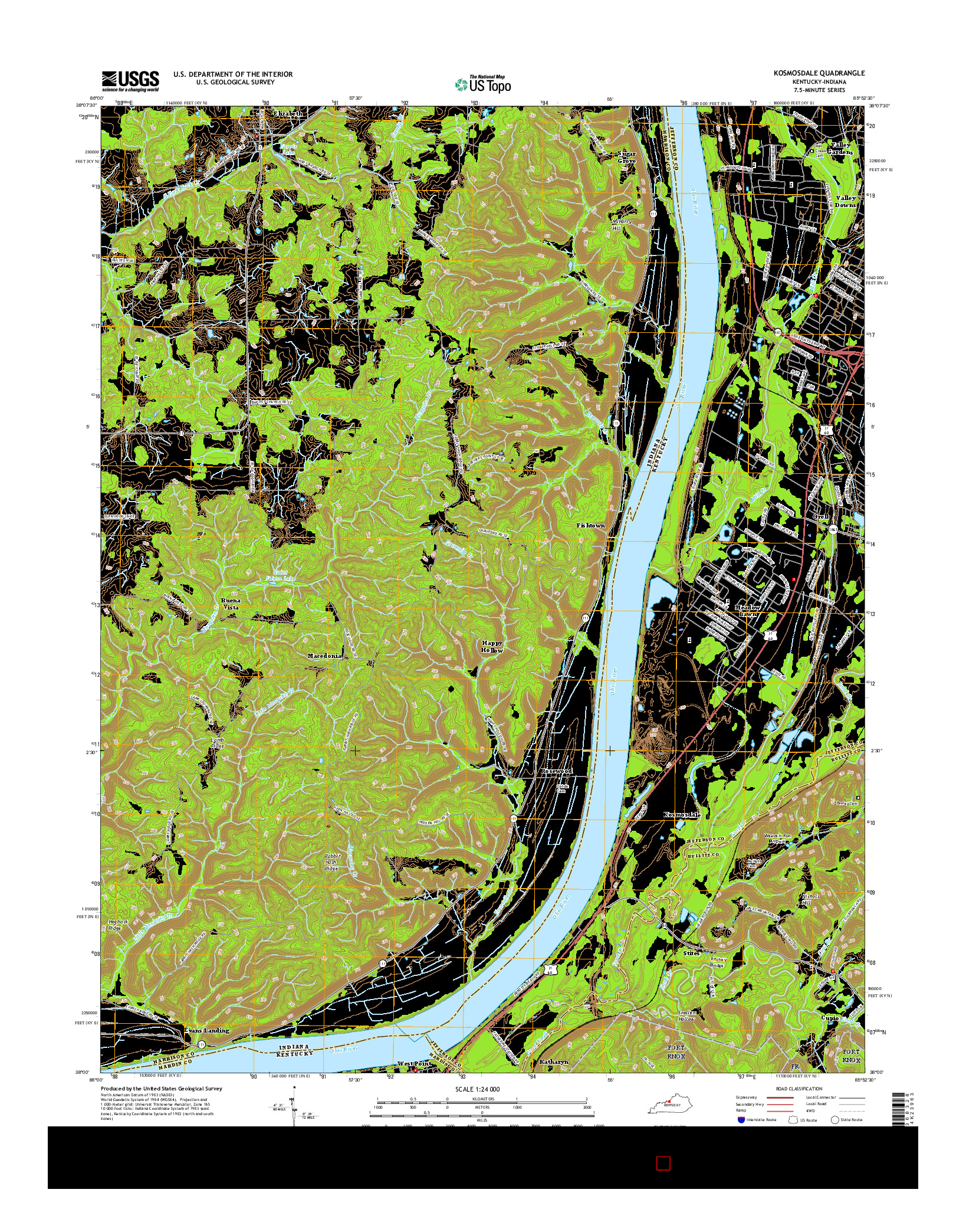 USGS US TOPO 7.5-MINUTE MAP FOR KOSMOSDALE, KY-IN 2016