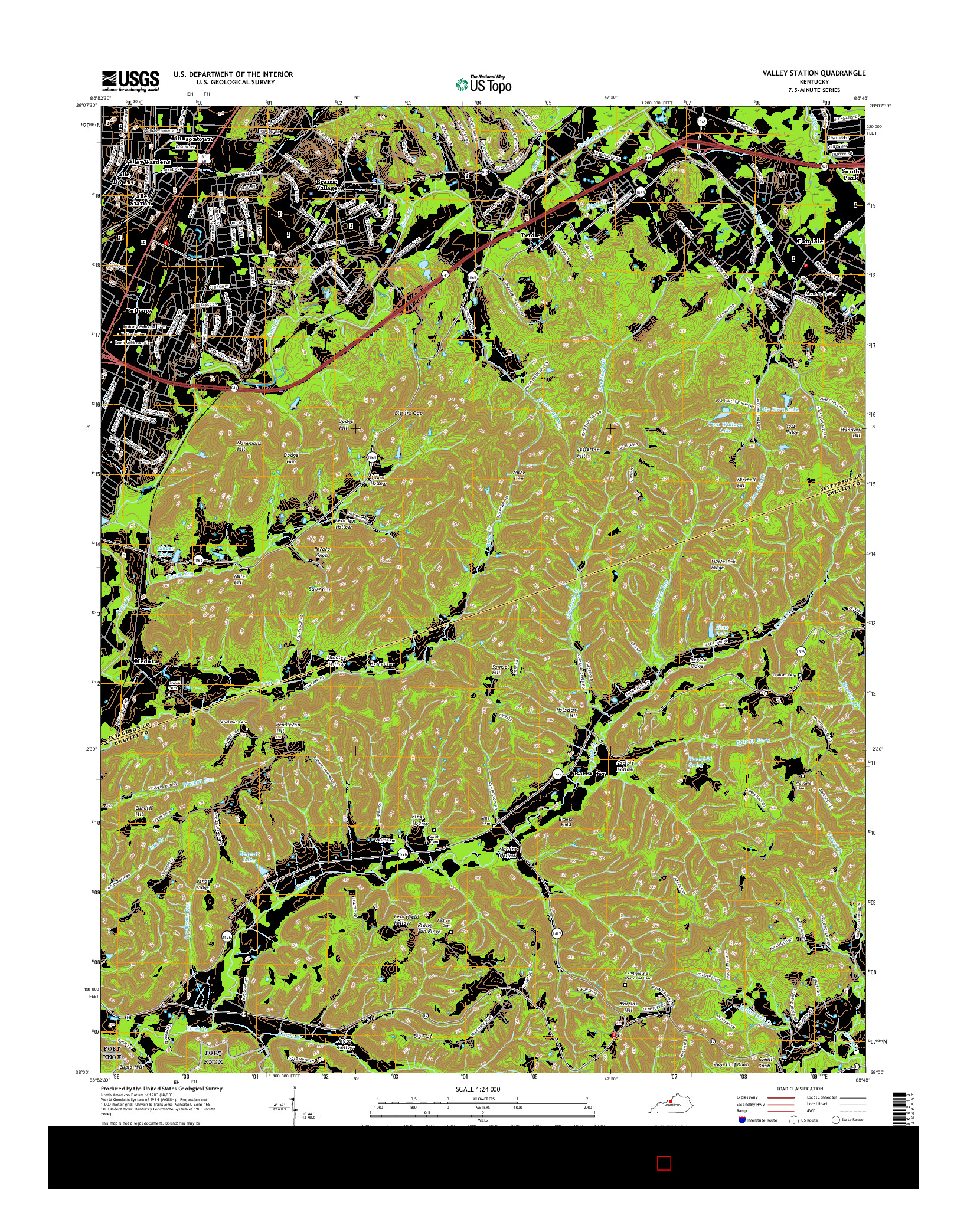 USGS US TOPO 7.5-MINUTE MAP FOR VALLEY STATION, KY 2016