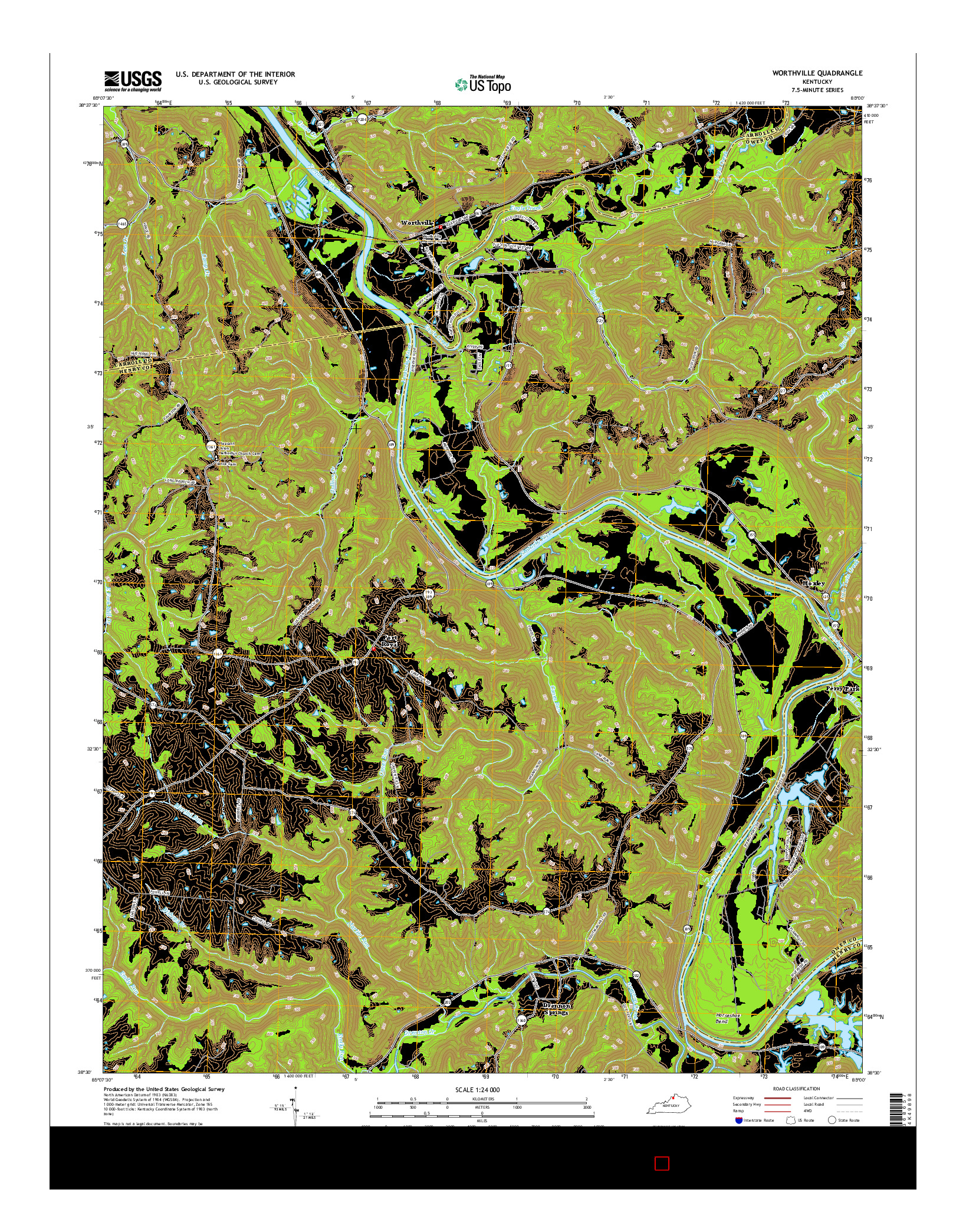 USGS US TOPO 7.5-MINUTE MAP FOR WORTHVILLE, KY 2016