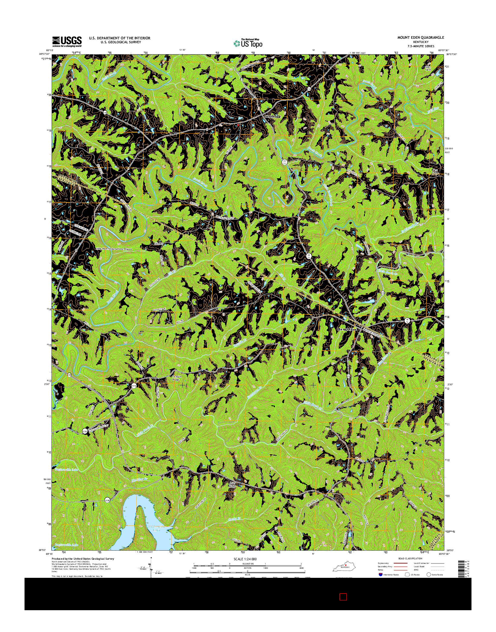 USGS US TOPO 7.5-MINUTE MAP FOR MOUNT EDEN, KY 2016