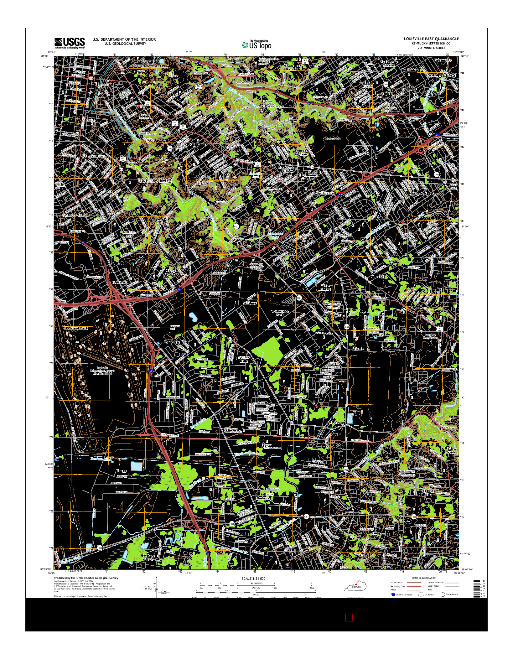 USGS US TOPO 7.5-MINUTE MAP FOR LOUISVILLE EAST, KY 2016