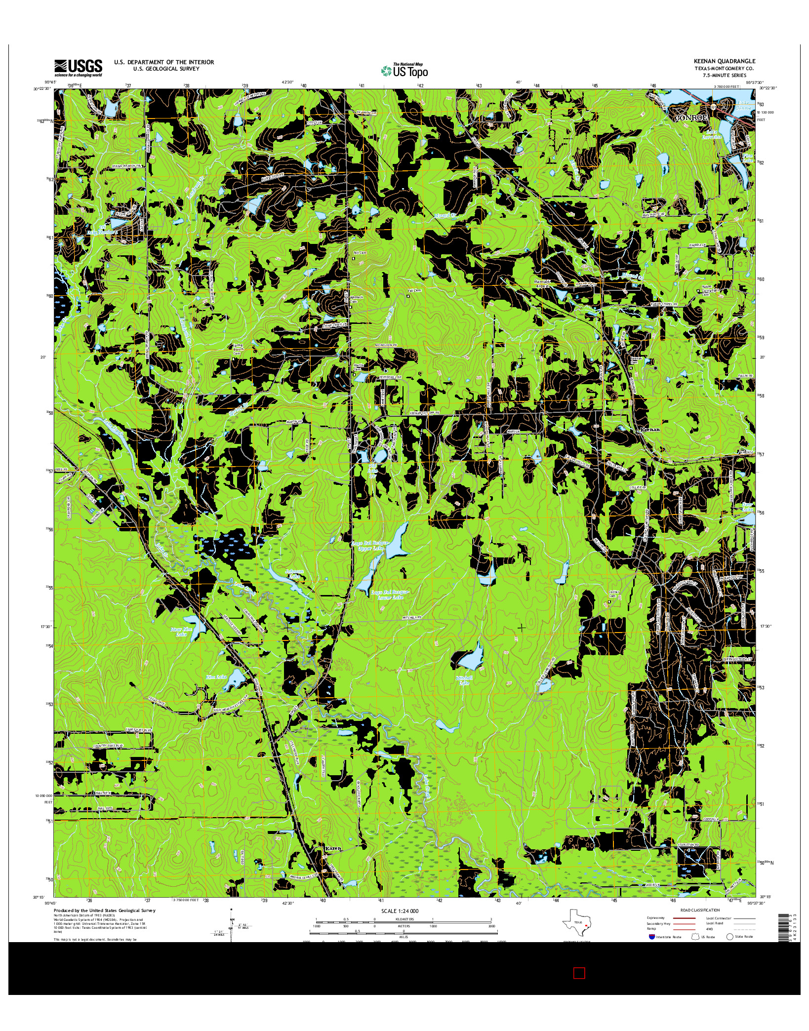 USGS US TOPO 7.5-MINUTE MAP FOR KEENAN, TX 2016