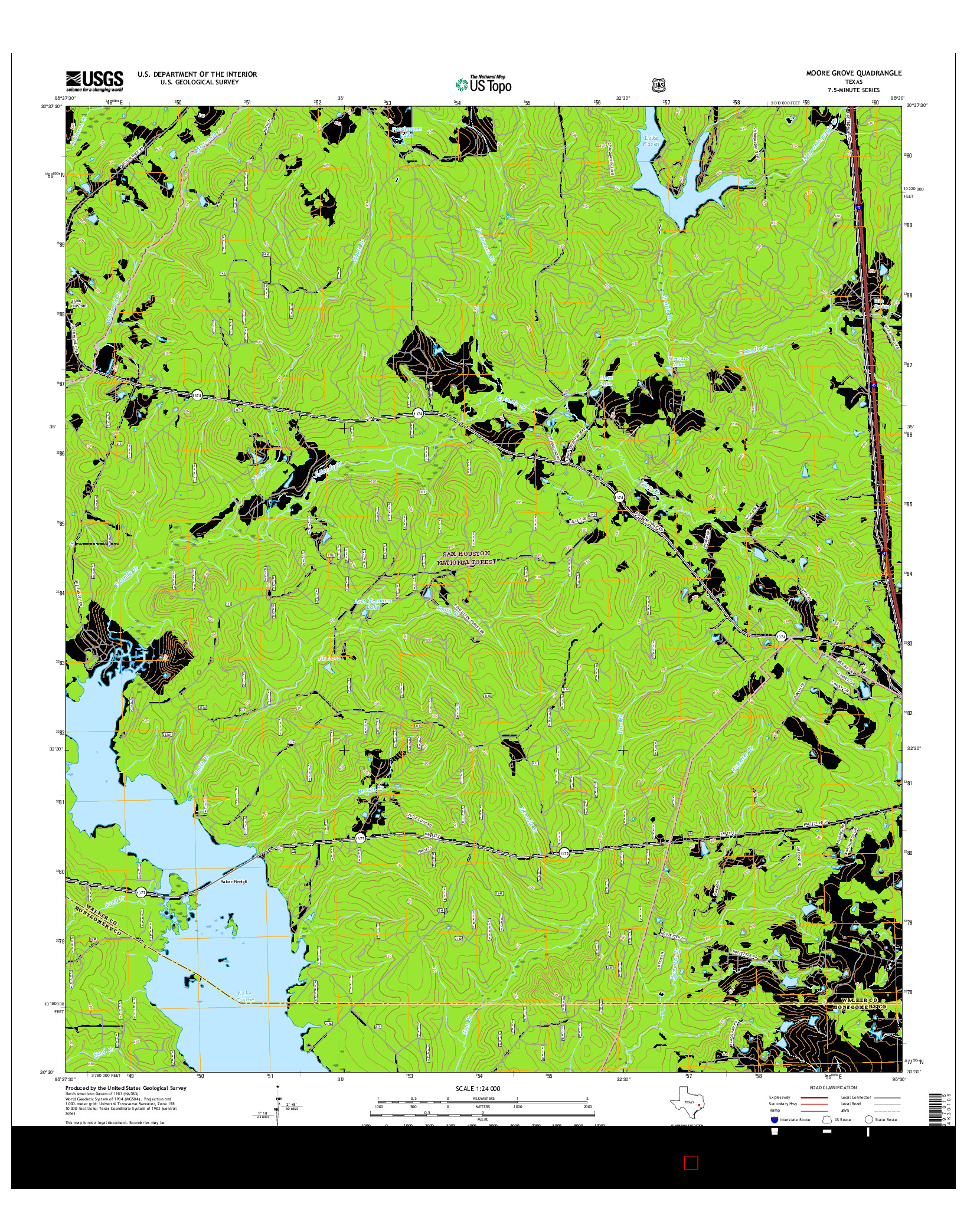 USGS US TOPO 7.5-MINUTE MAP FOR MOORE GROVE, TX 2016