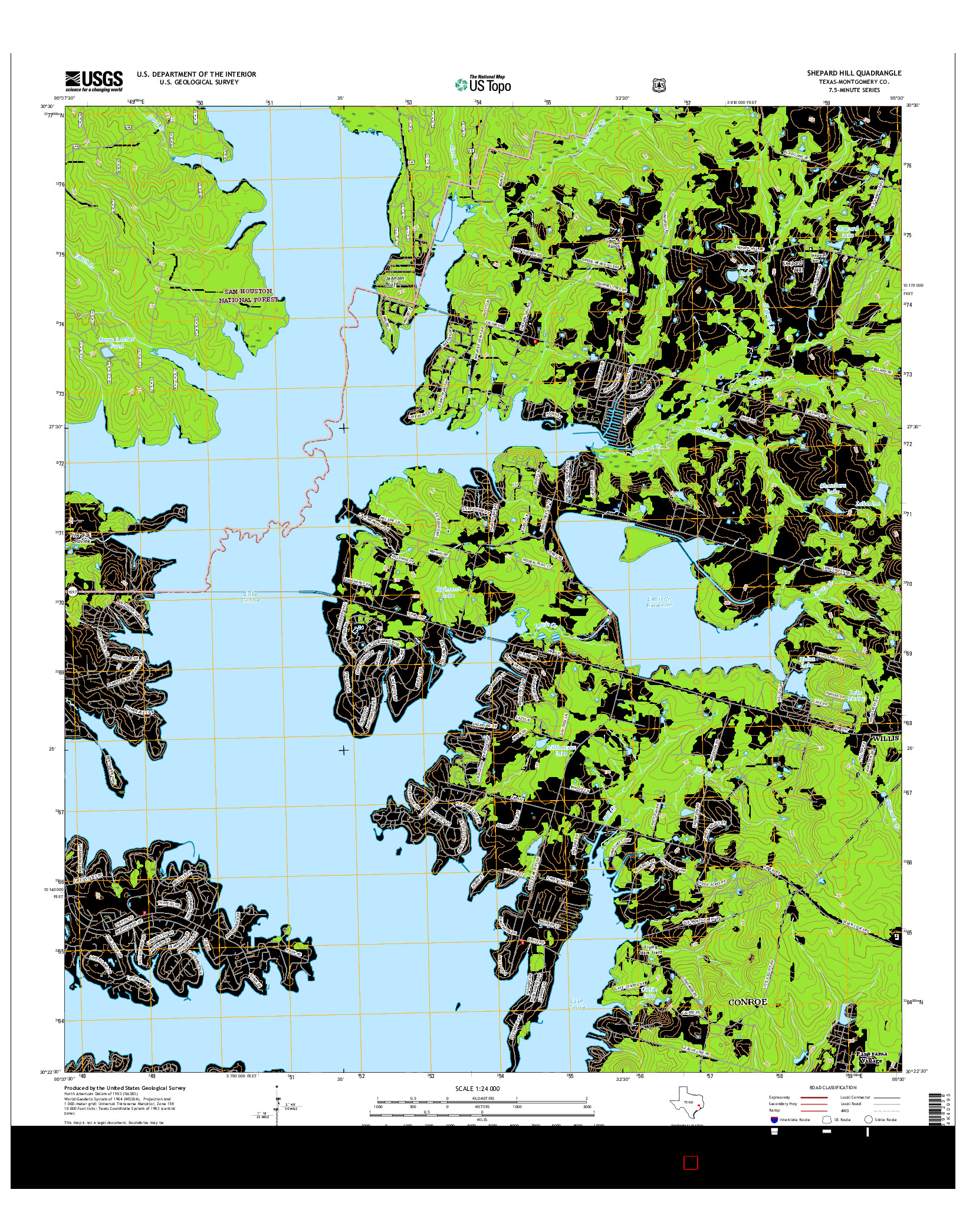 USGS US TOPO 7.5-MINUTE MAP FOR SHEPARD HILL, TX 2016