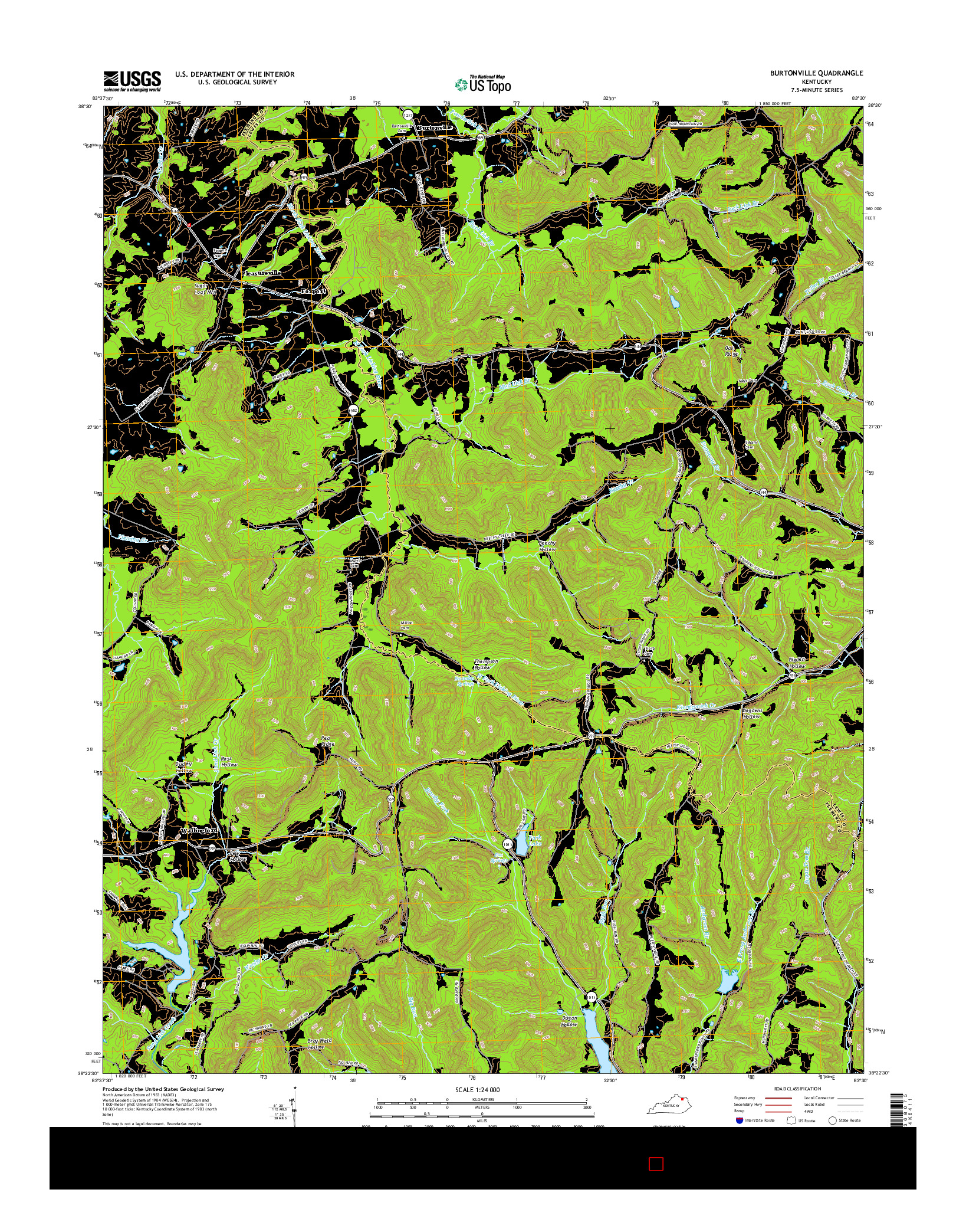 USGS US TOPO 7.5-MINUTE MAP FOR BURTONVILLE, KY 2016