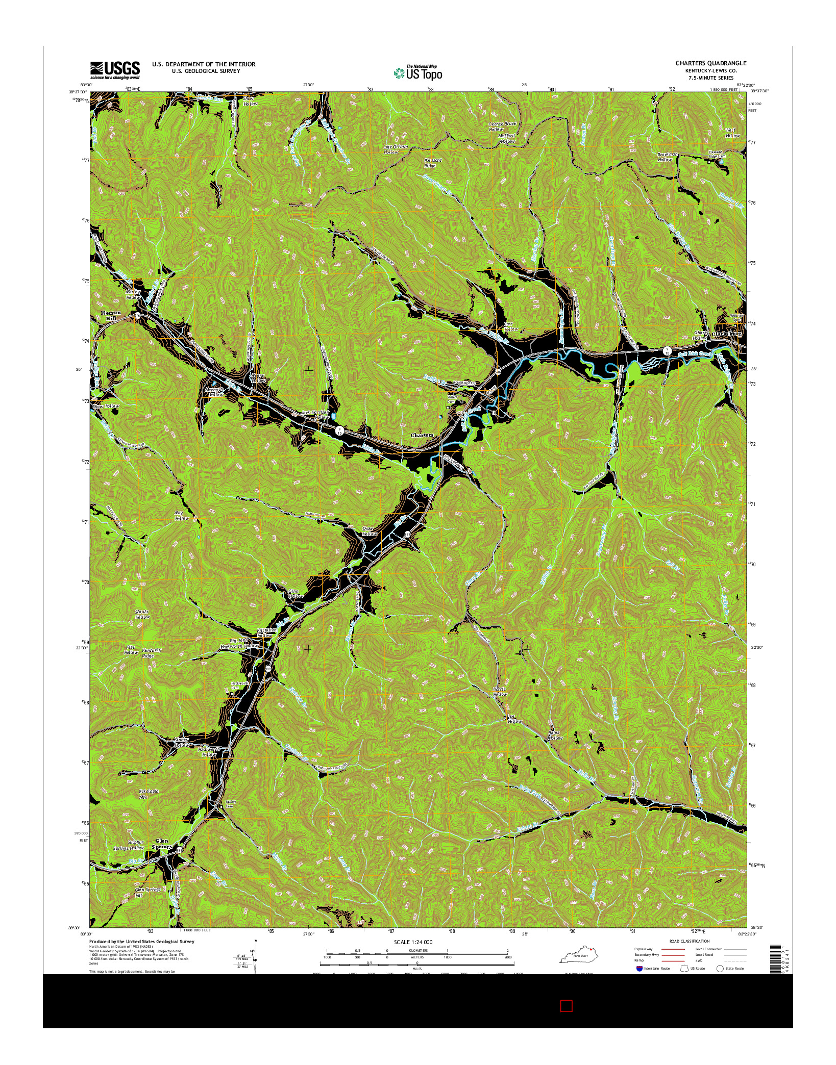 USGS US TOPO 7.5-MINUTE MAP FOR CHARTERS, KY 2016