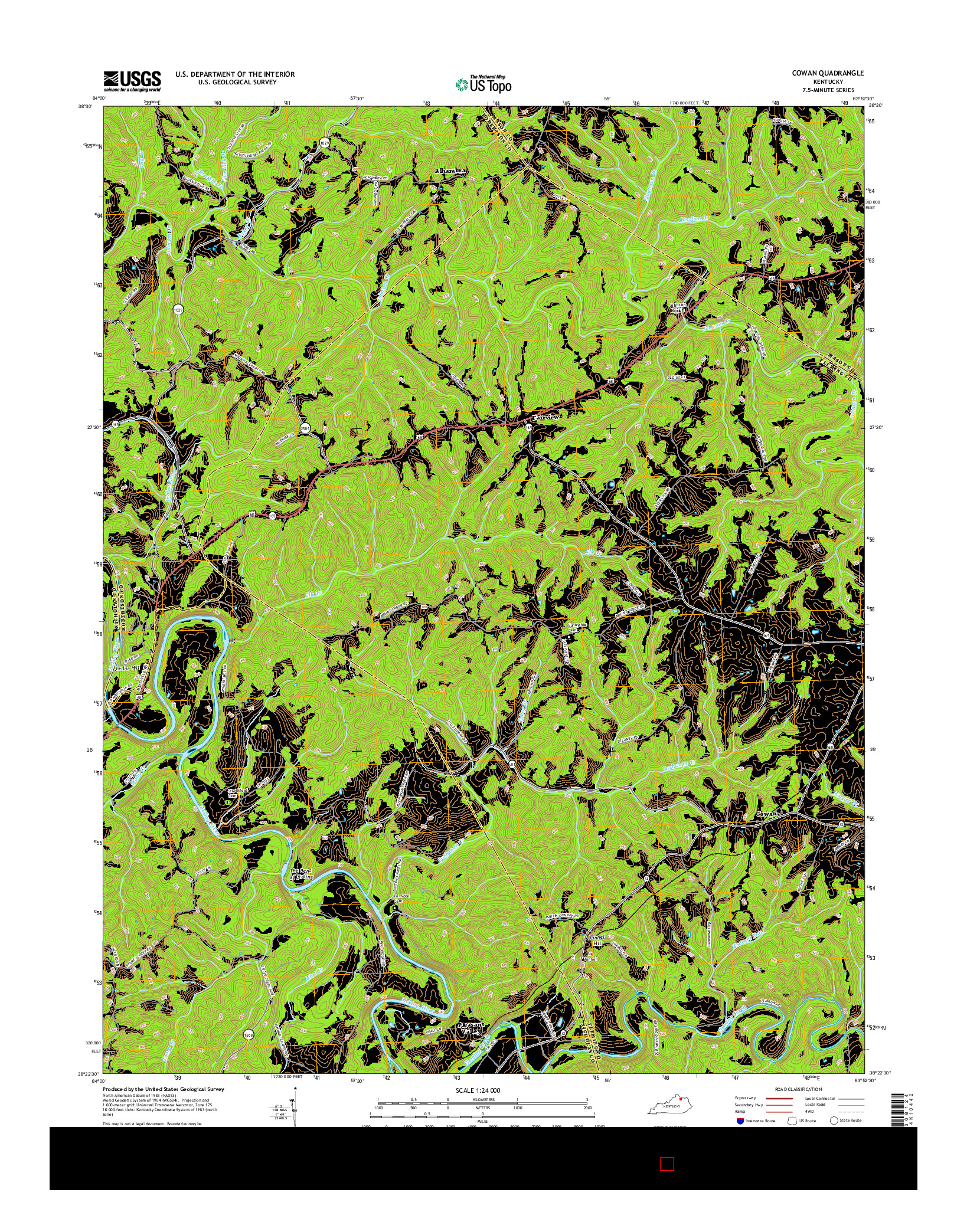 USGS US TOPO 7.5-MINUTE MAP FOR COWAN, KY 2016