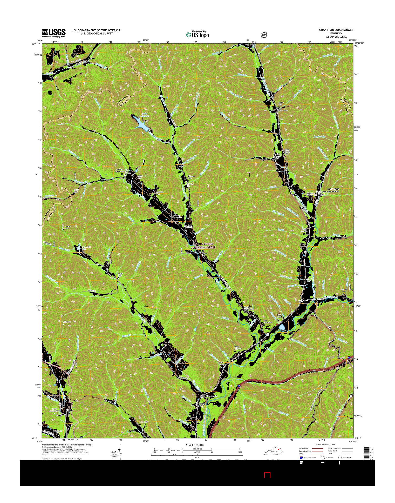 USGS US TOPO 7.5-MINUTE MAP FOR CRANSTON, KY 2016