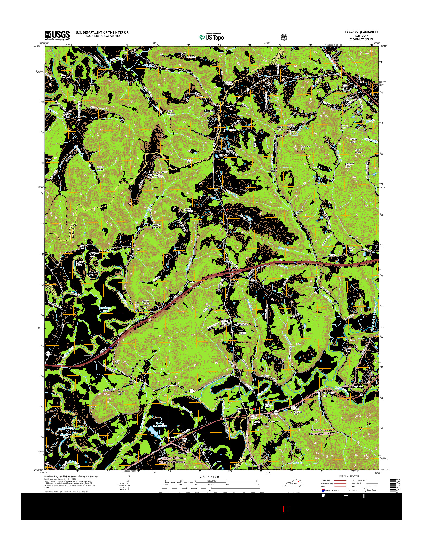 USGS US TOPO 7.5-MINUTE MAP FOR FARMERS, KY 2016