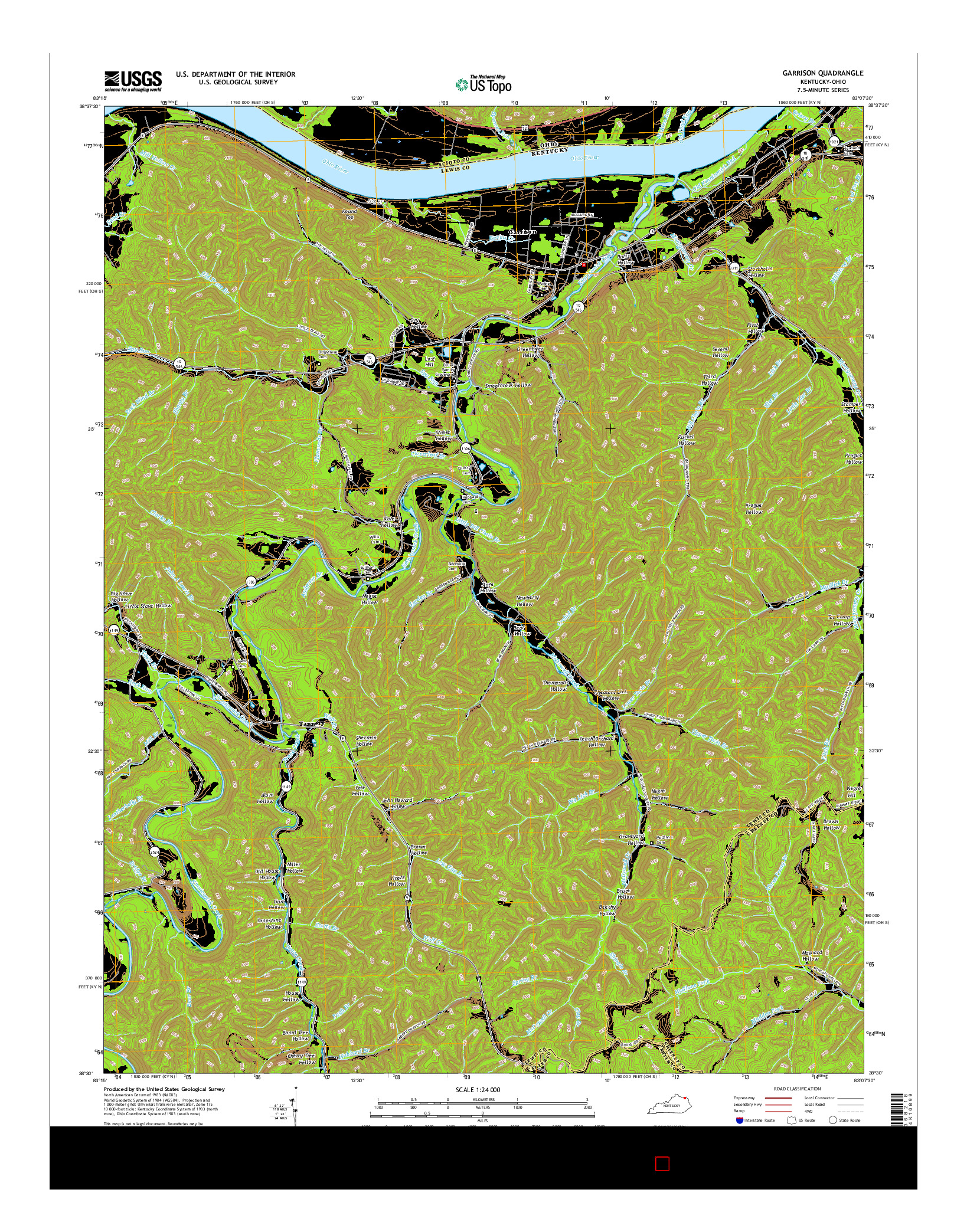 USGS US TOPO 7.5-MINUTE MAP FOR GARRISON, KY-OH 2016