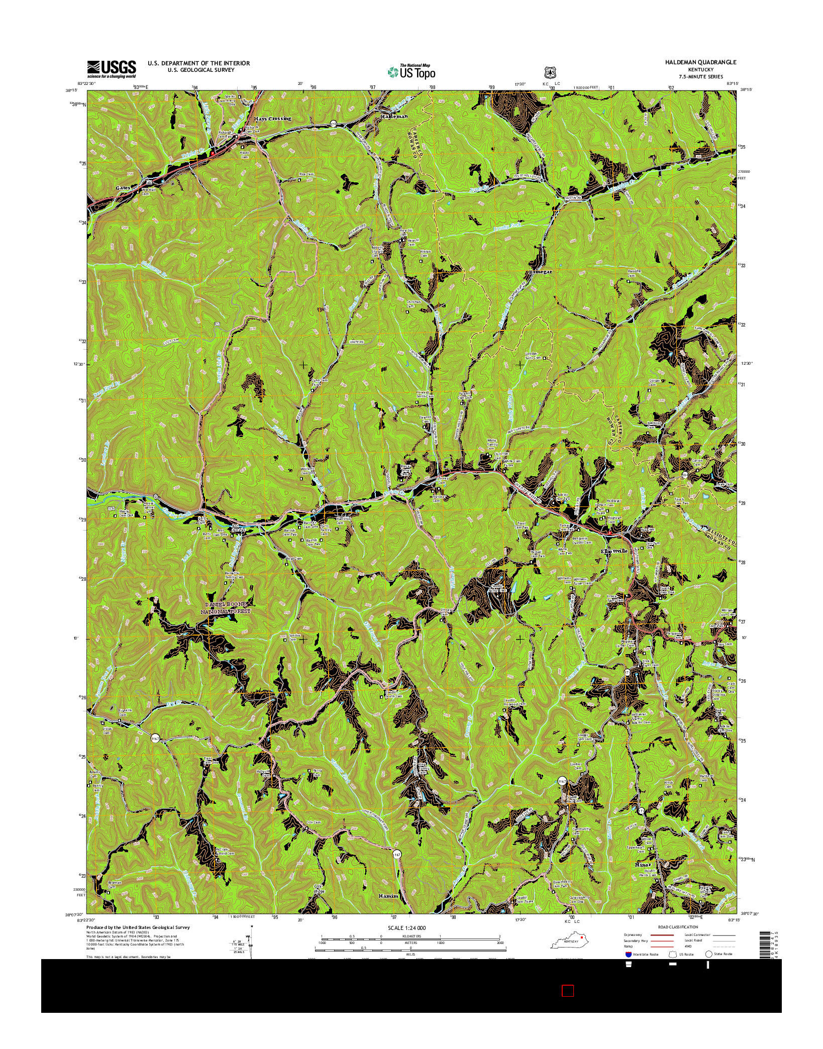 USGS US TOPO 7.5-MINUTE MAP FOR HALDEMAN, KY 2016