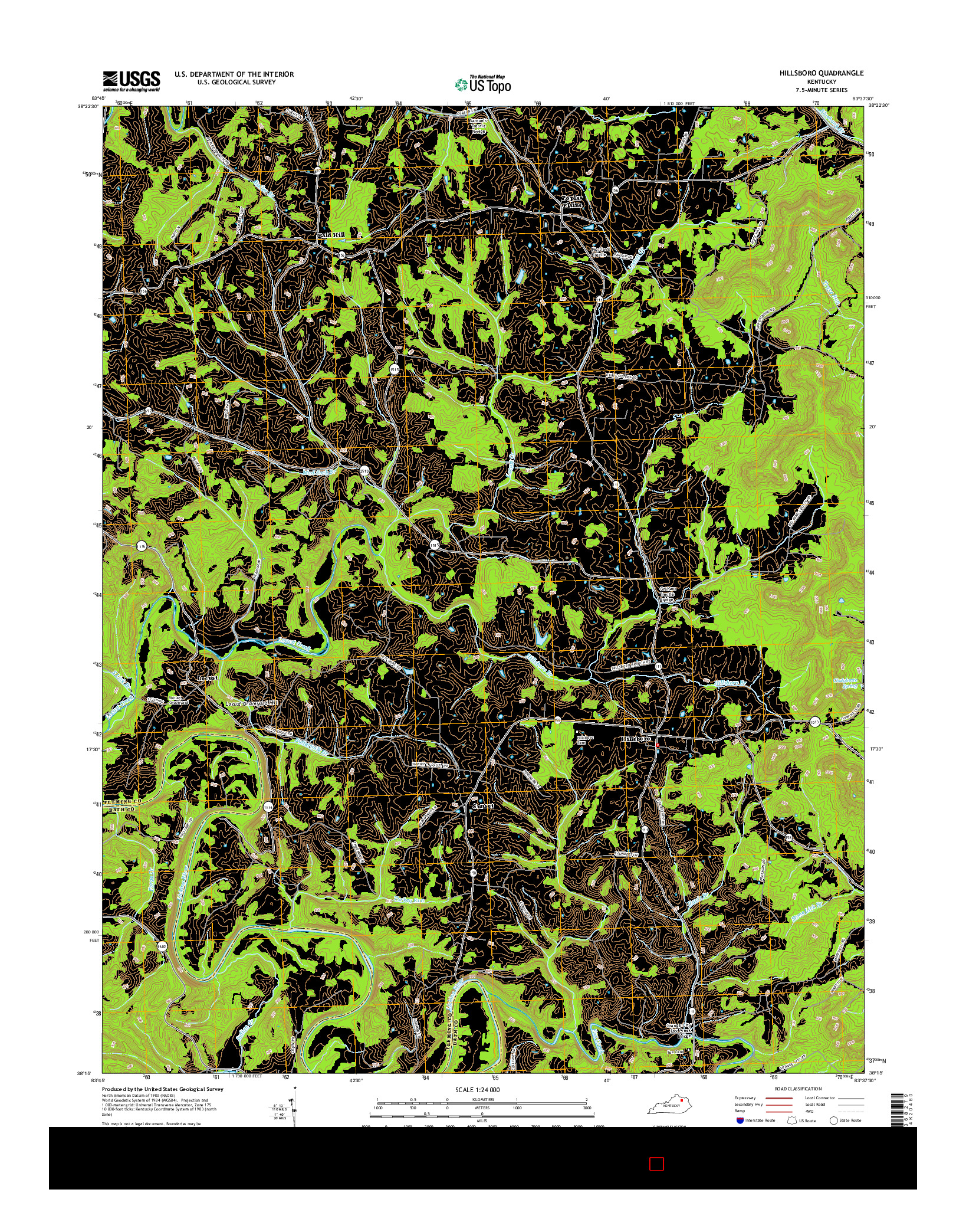 USGS US TOPO 7.5-MINUTE MAP FOR HILLSBORO, KY 2016