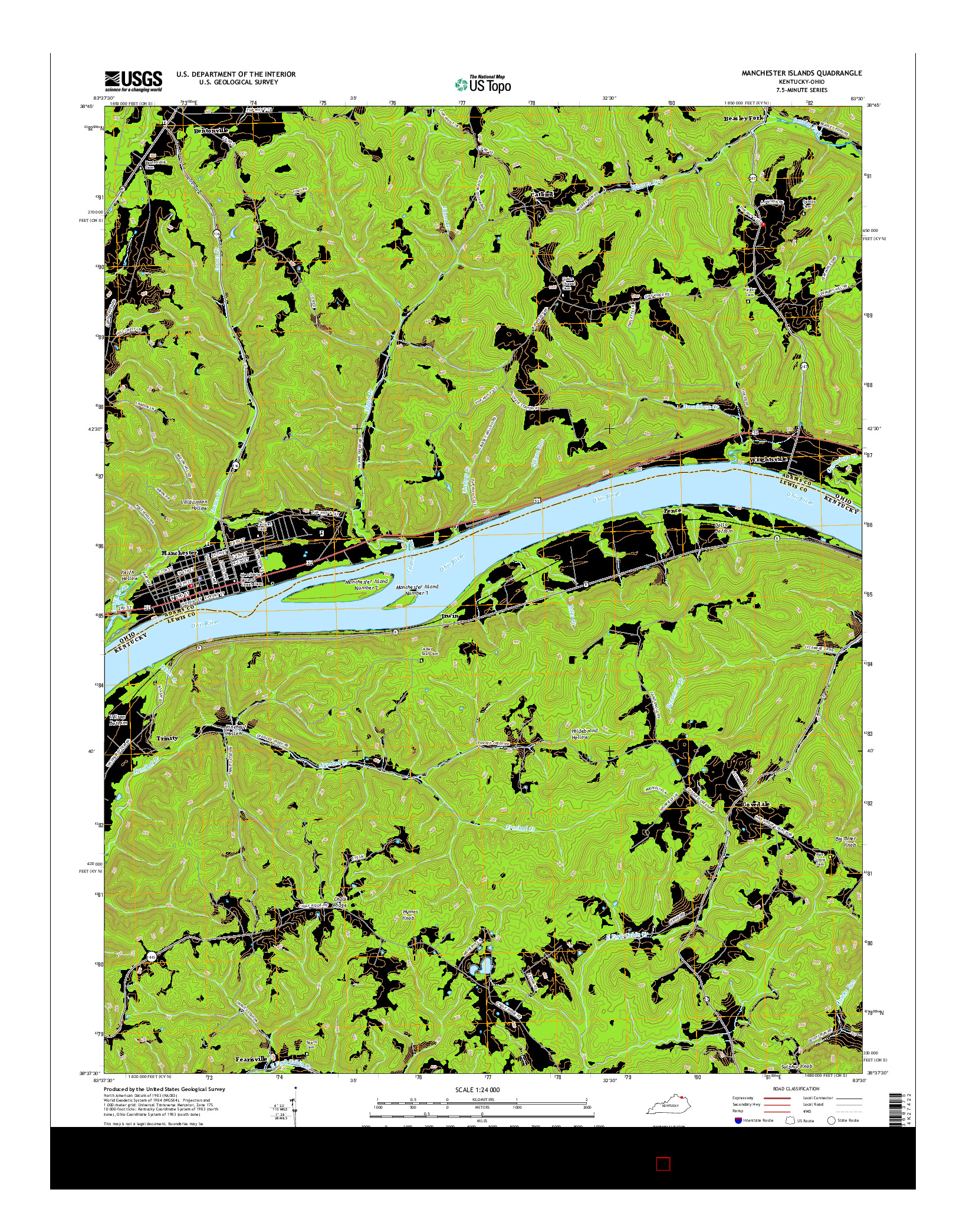 USGS US TOPO 7.5-MINUTE MAP FOR MANCHESTER ISLANDS, KY-OH 2016
