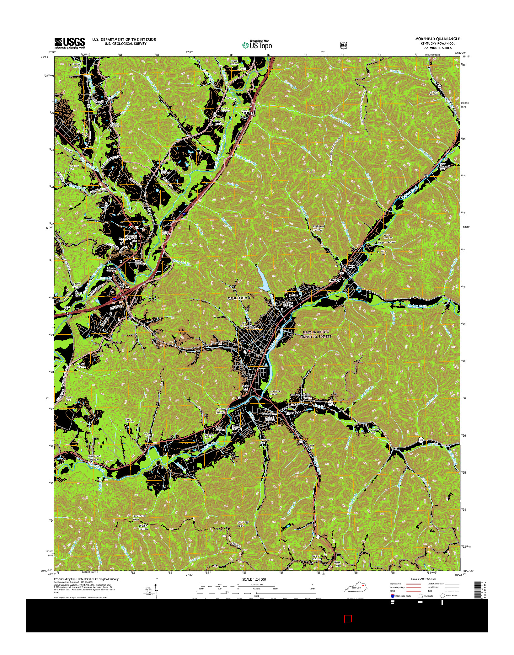 USGS US TOPO 7.5-MINUTE MAP FOR MOREHEAD, KY 2016