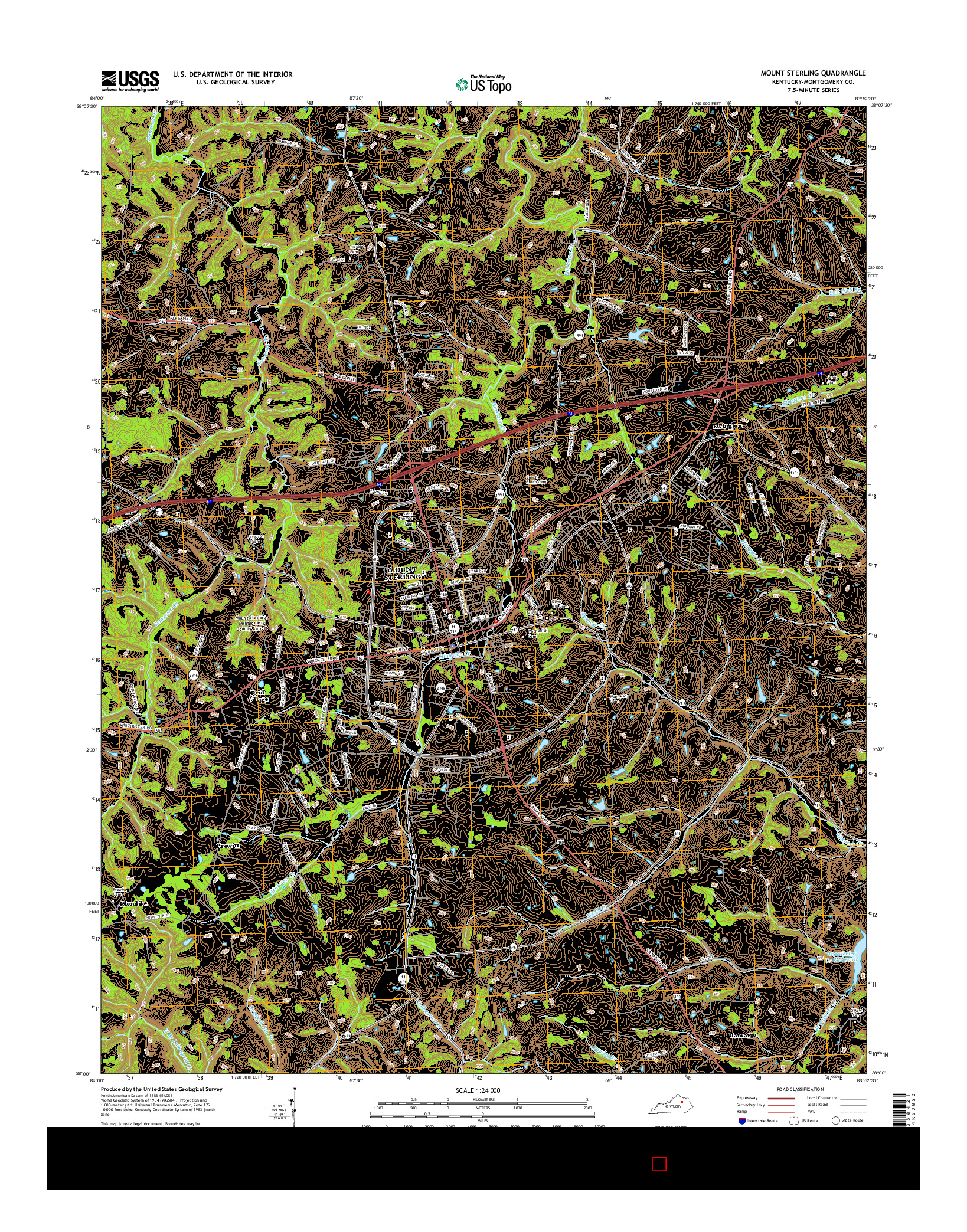 USGS US TOPO 7.5-MINUTE MAP FOR MOUNT STERLING, KY 2016