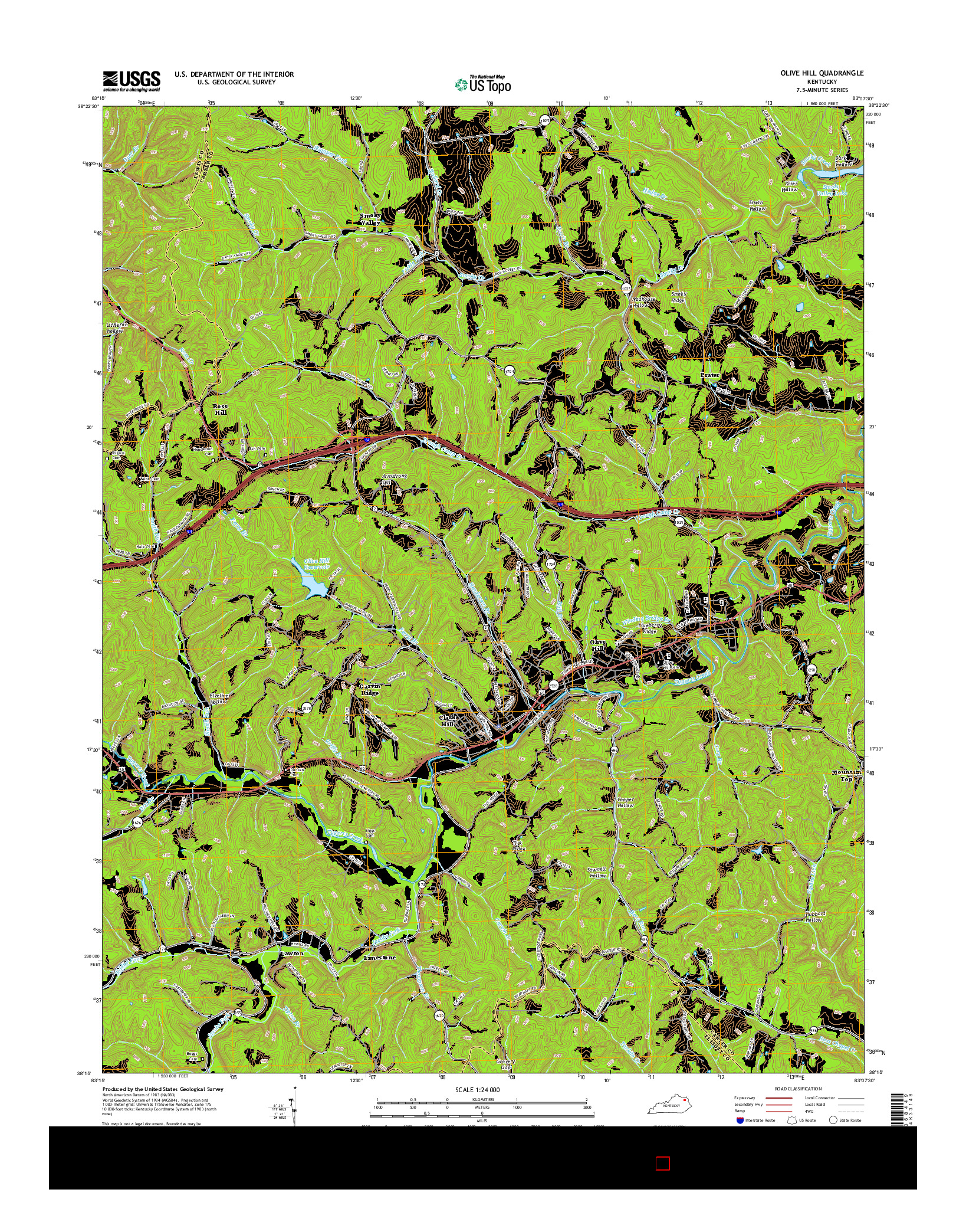 USGS US TOPO 7.5-MINUTE MAP FOR OLIVE HILL, KY 2016