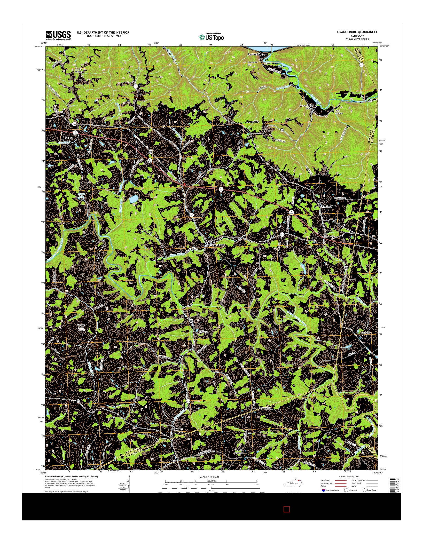 USGS US TOPO 7.5-MINUTE MAP FOR ORANGEBURG, KY 2016